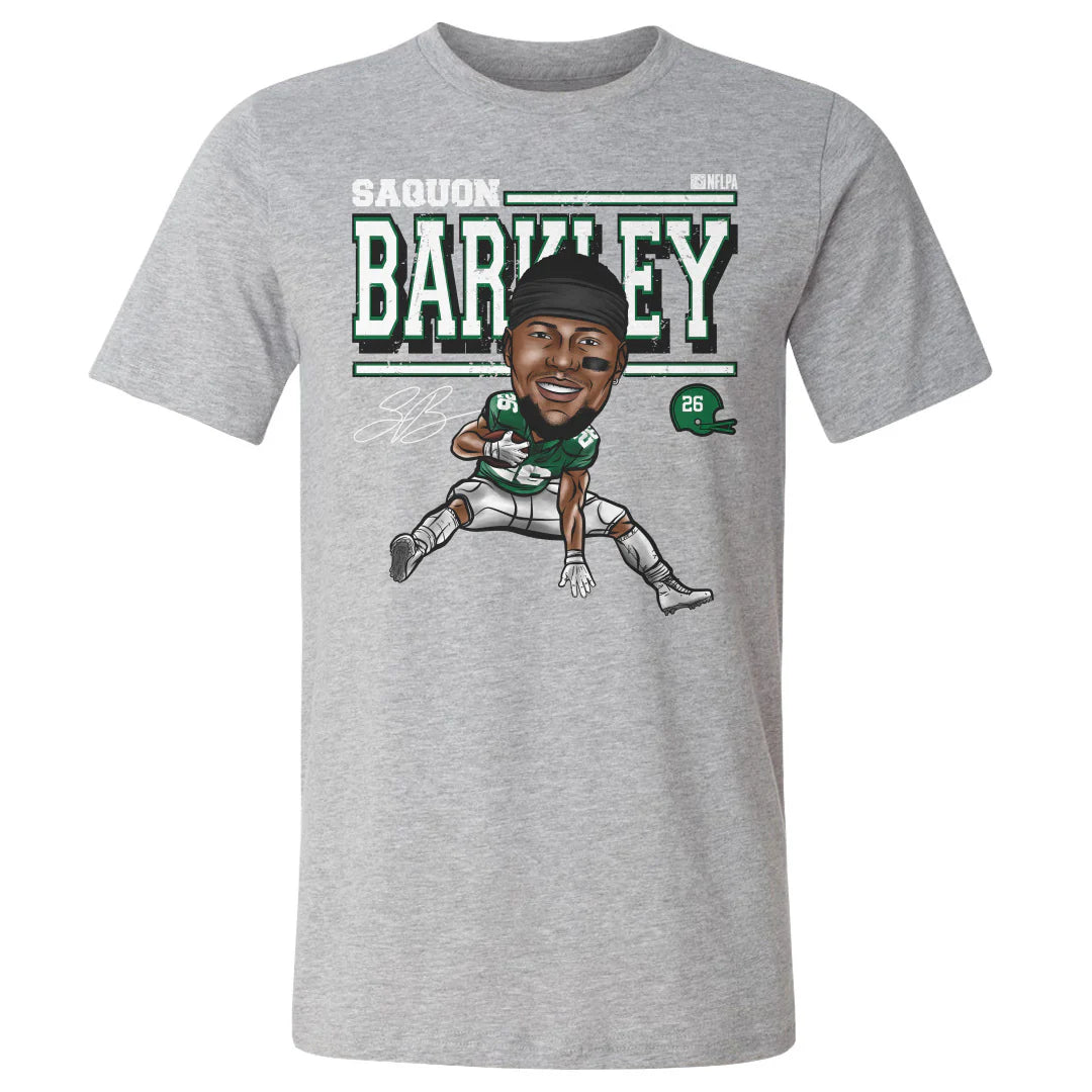 Saquon Barkley Philadelphia Eagles 500 Level NFL Cartoon T-Shirt - Grey Marle