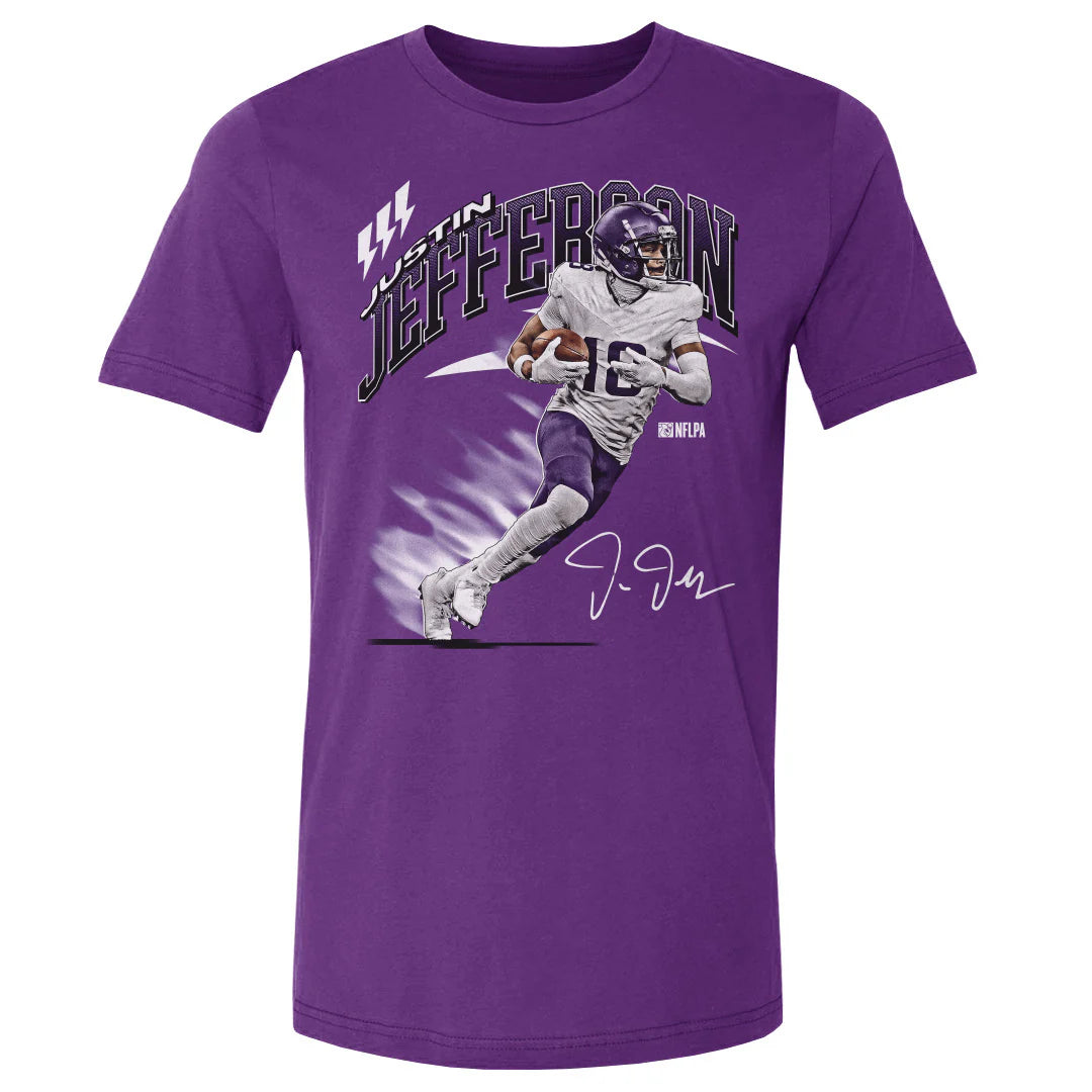 Justin Jefferson Minnesota Vikings 500 Level NFL Retro Wave T-Shirt - Purple