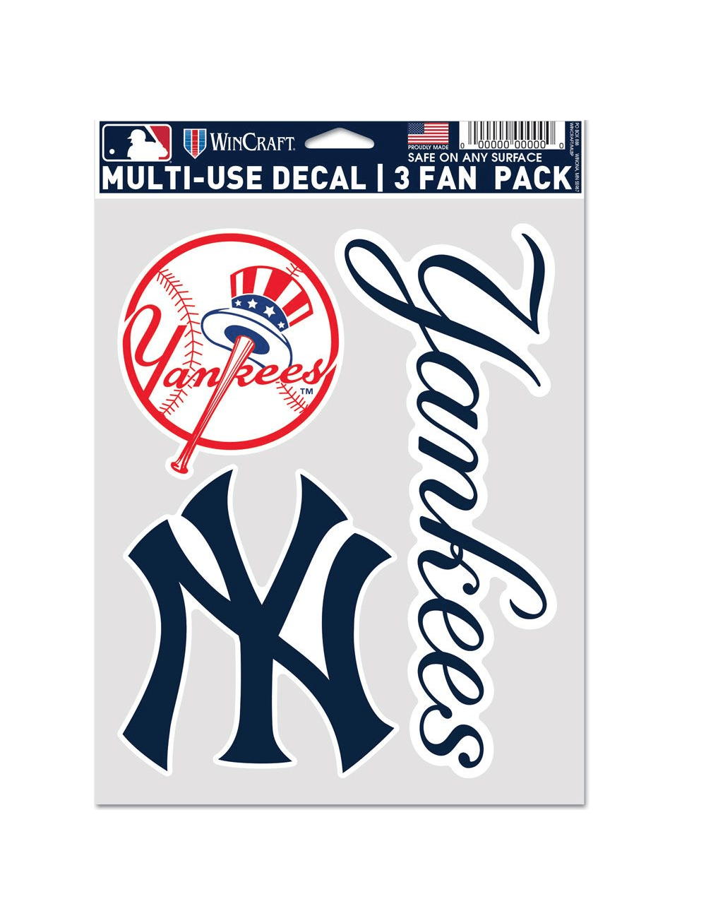 New York Yankees Wincraft MLB Multi Use Decal 3 Pack Set