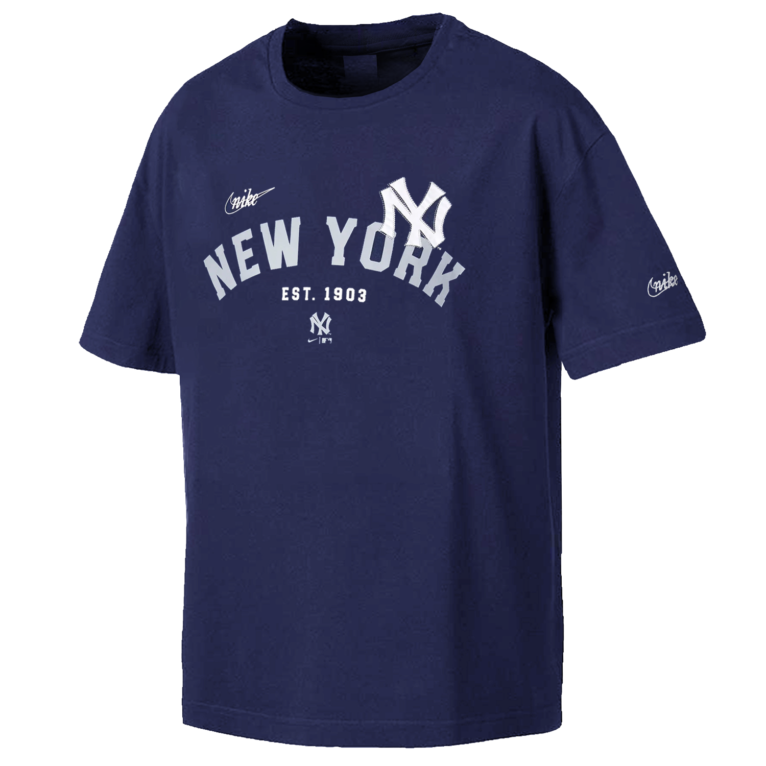 New York Yankees Nike MLB Rewind Oversized Heavyweight T-Shirt - Navy