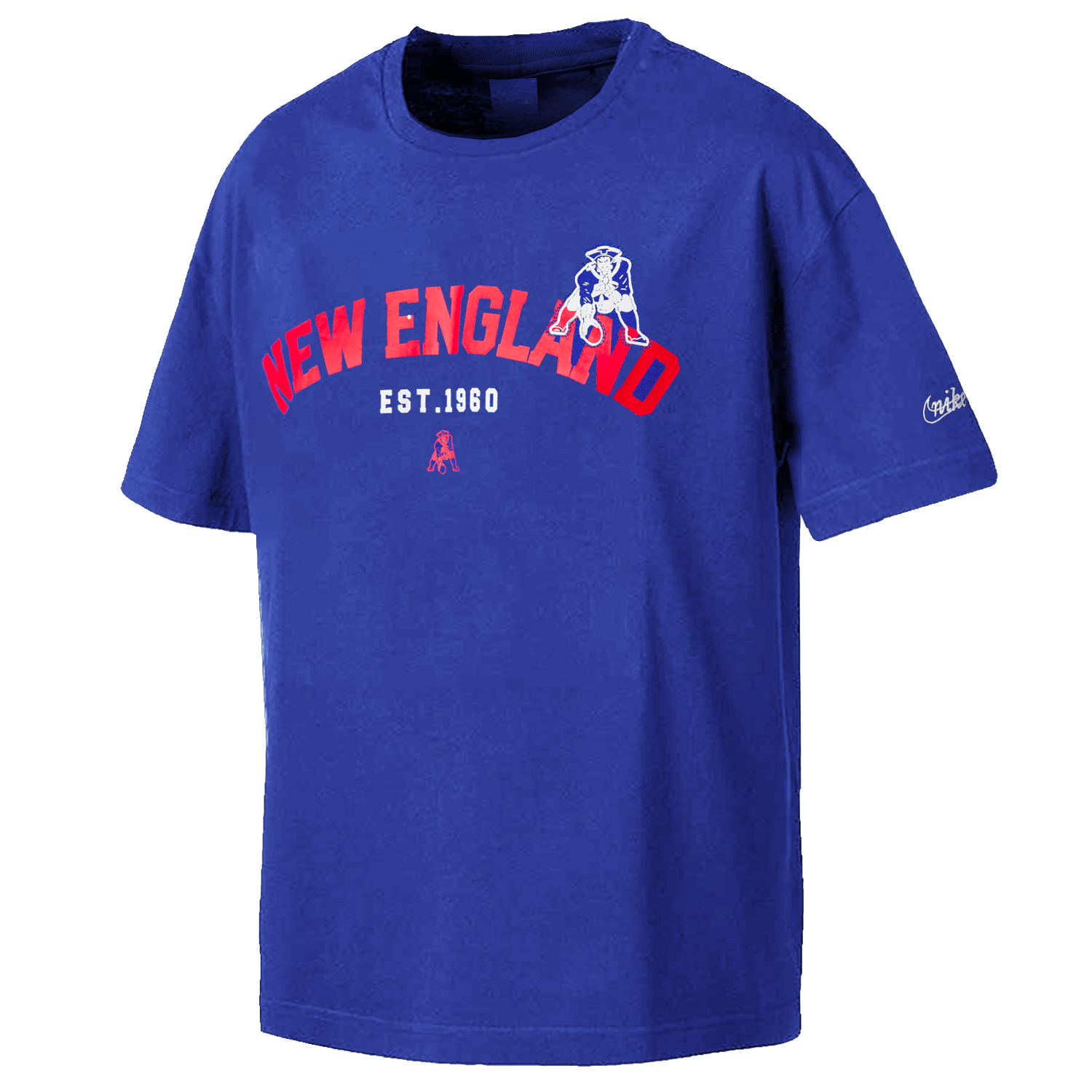 New England Patriots Nike NFL Rewind Oversized Heavyweight T-Shirt - Blue