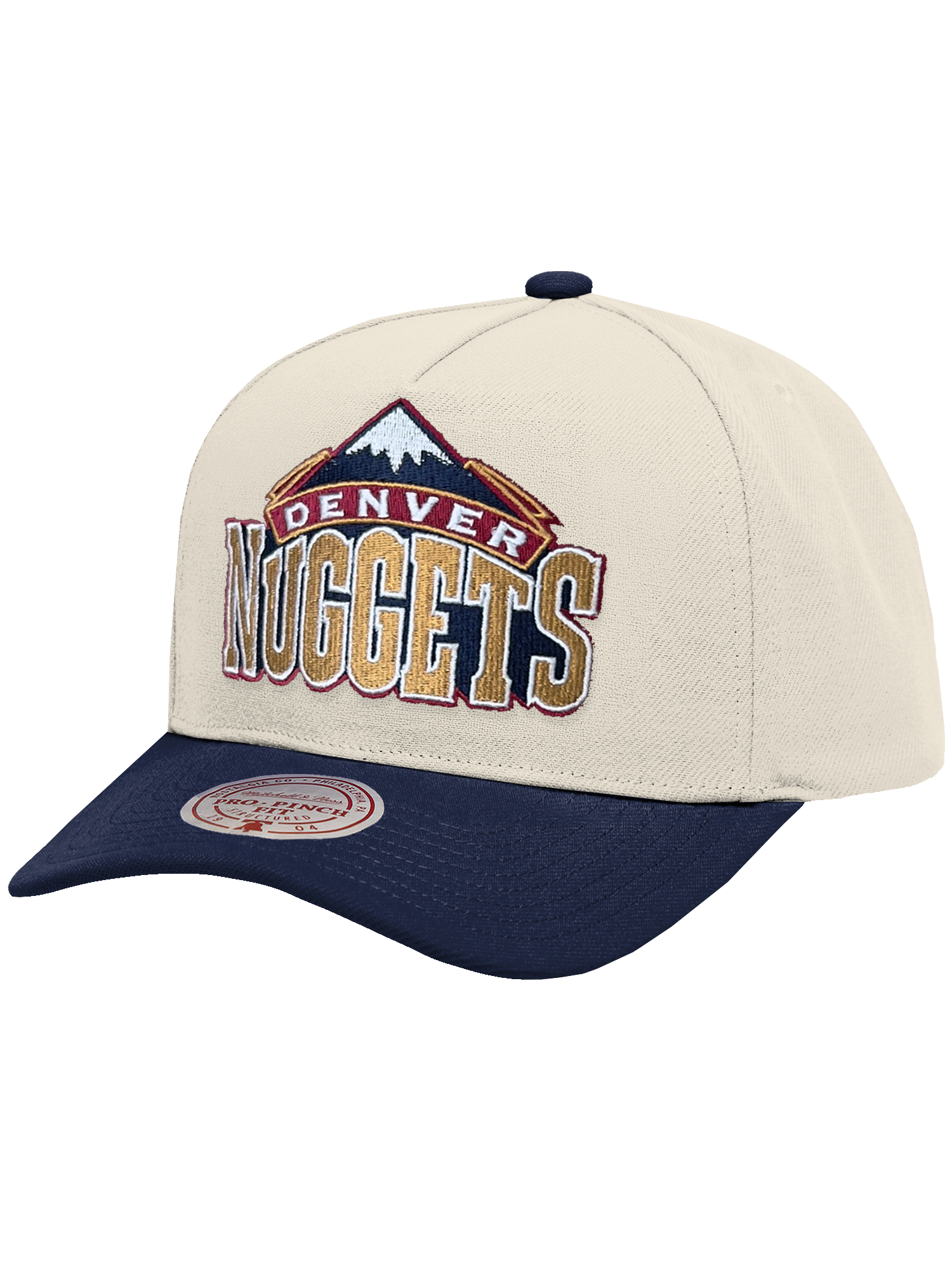 Denver Nuggets Mitchell & Ness NBA HWC 2T Pro Pinch Snapback Hat - Cream