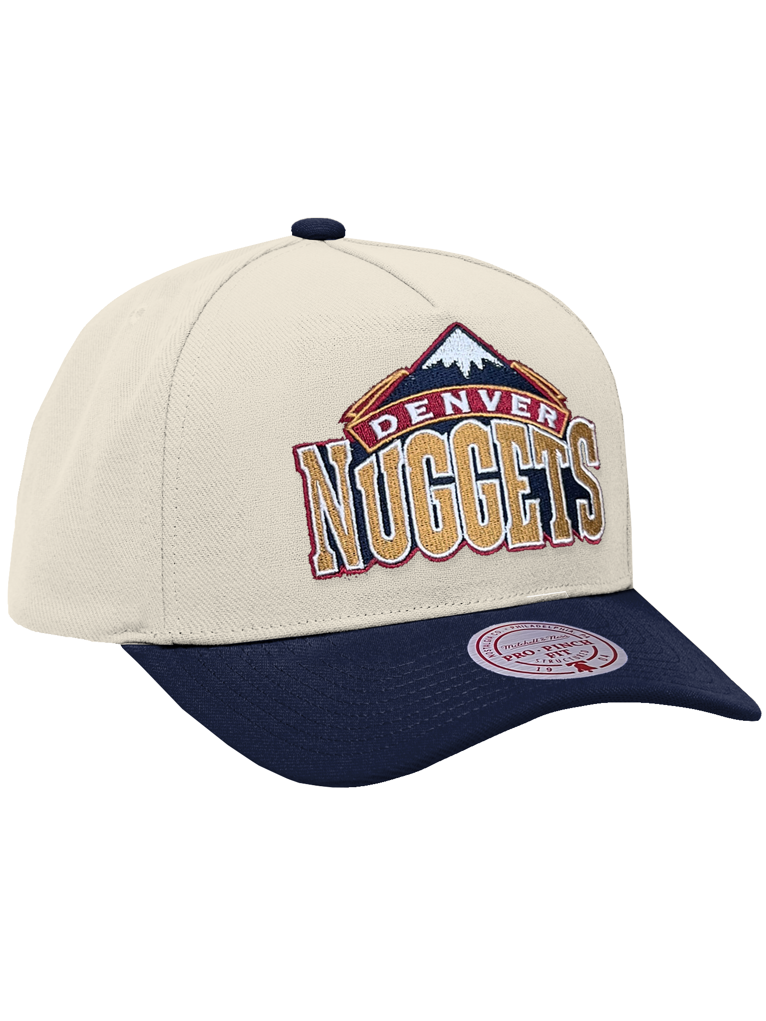 Denver Nuggets Mitchell & Ness NBA HWC 2T Pro Pinch Snapback Hat - Cream