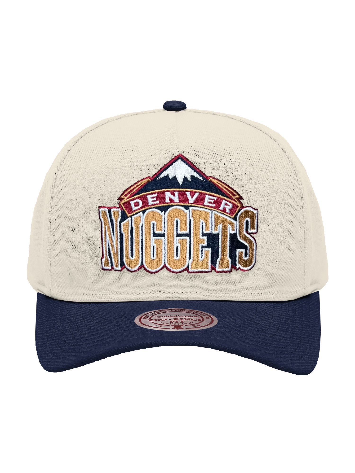 Denver Nuggets Mitchell & Ness NBA HWC 2T Pro Pinch Snapback Hat - Cream