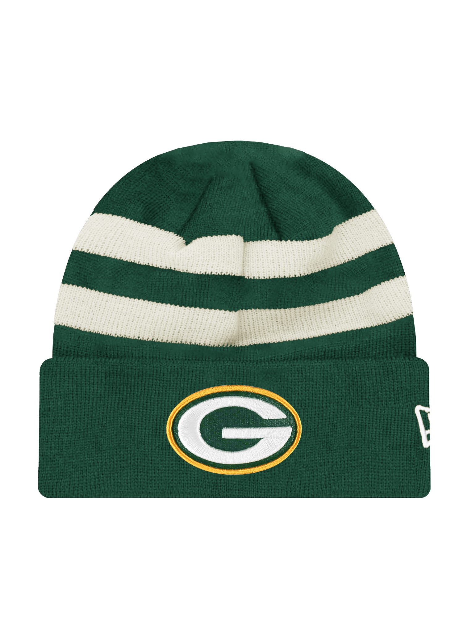 Green Bay Packers New Era NFL Ivory Stripe Knit Beanie - Green