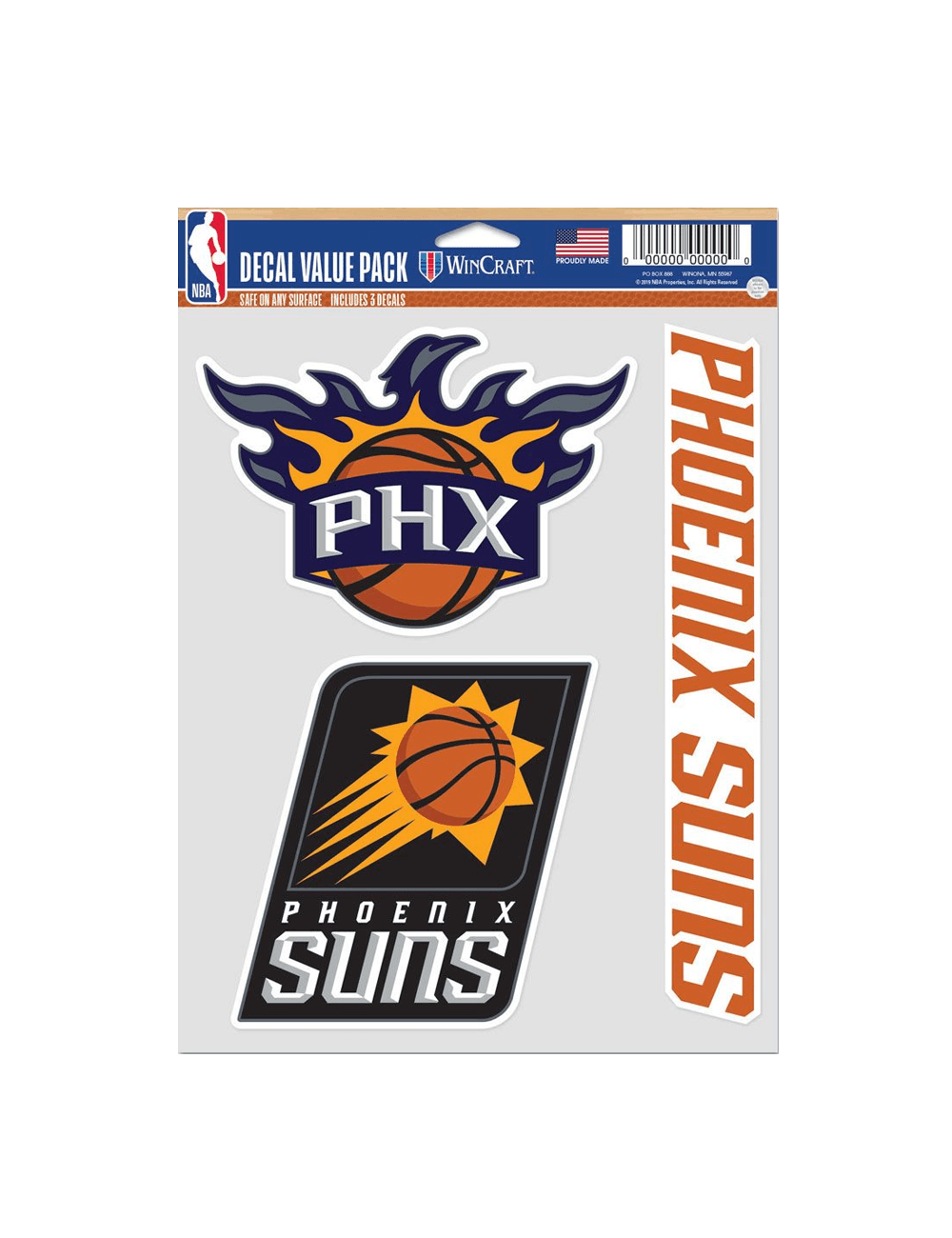 Phoenix Suns Wincraft NBA Multi Use Decal 3 Pack Set