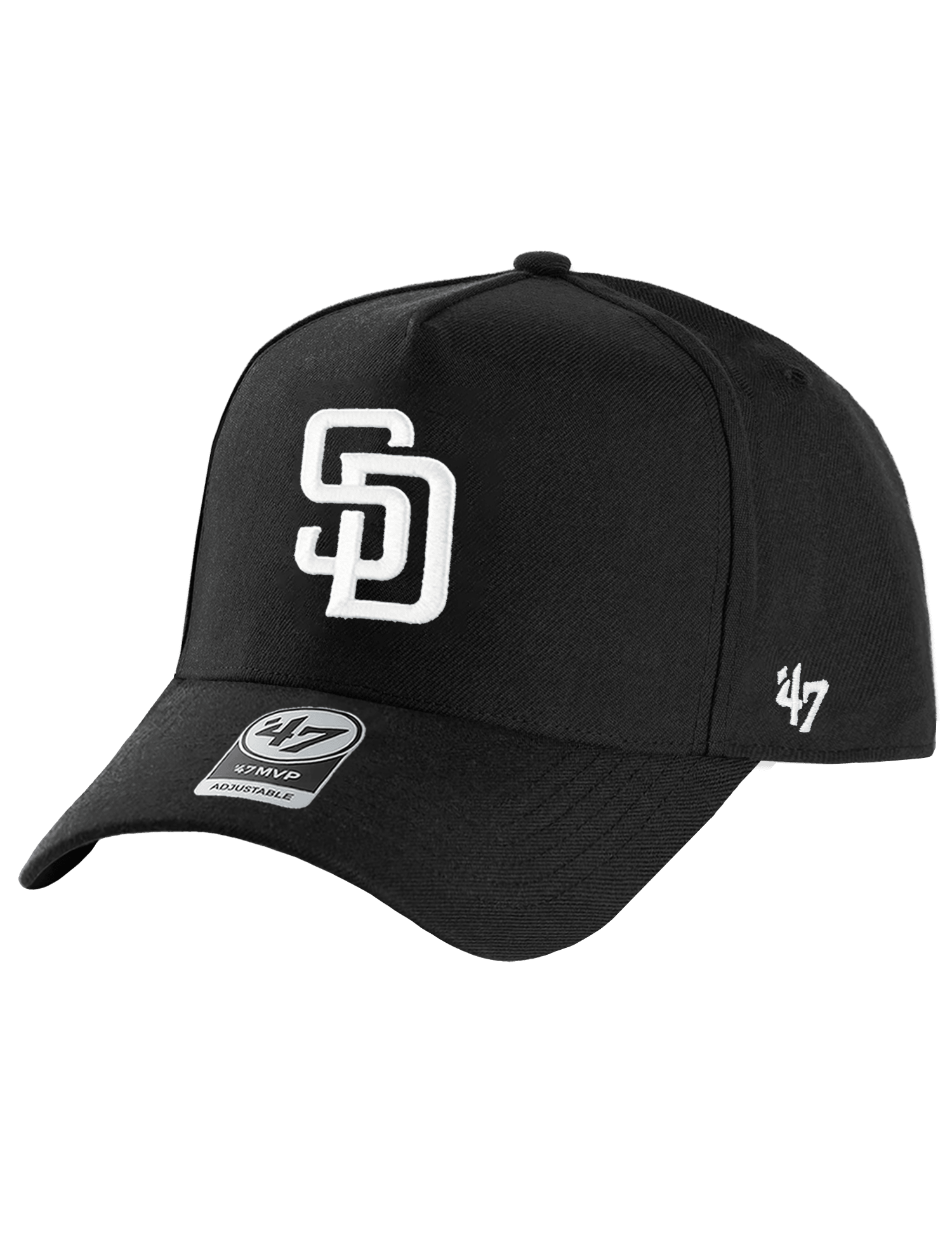 San Diego Padres '47 MLB Monochrome MVP DT Snapback Hat - Black