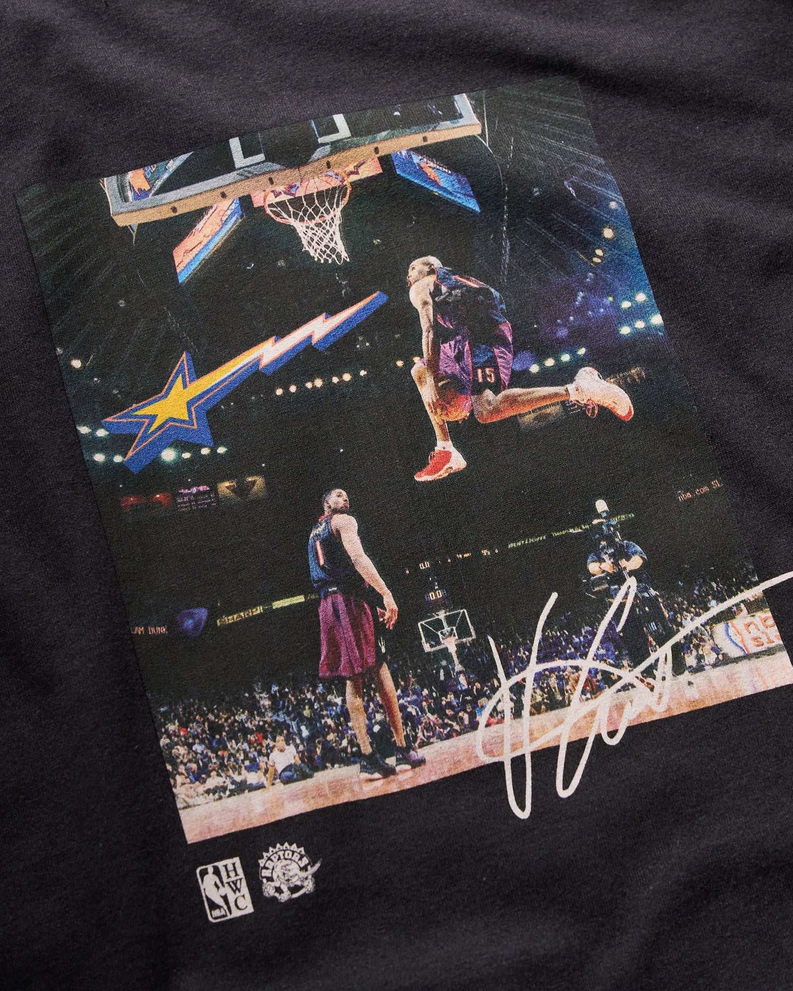 Vince Carter Toronto Raptors Mitchell & Ness NBA Dunk Contest Photo Vintage T-Shirt - Faded Black