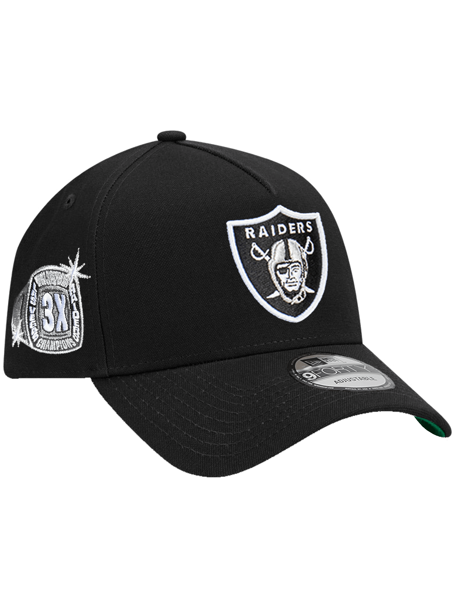 Las Vegas Raiders New Era NFL Champs Ring 9FORTY A-Frame Snapback Hat - Black