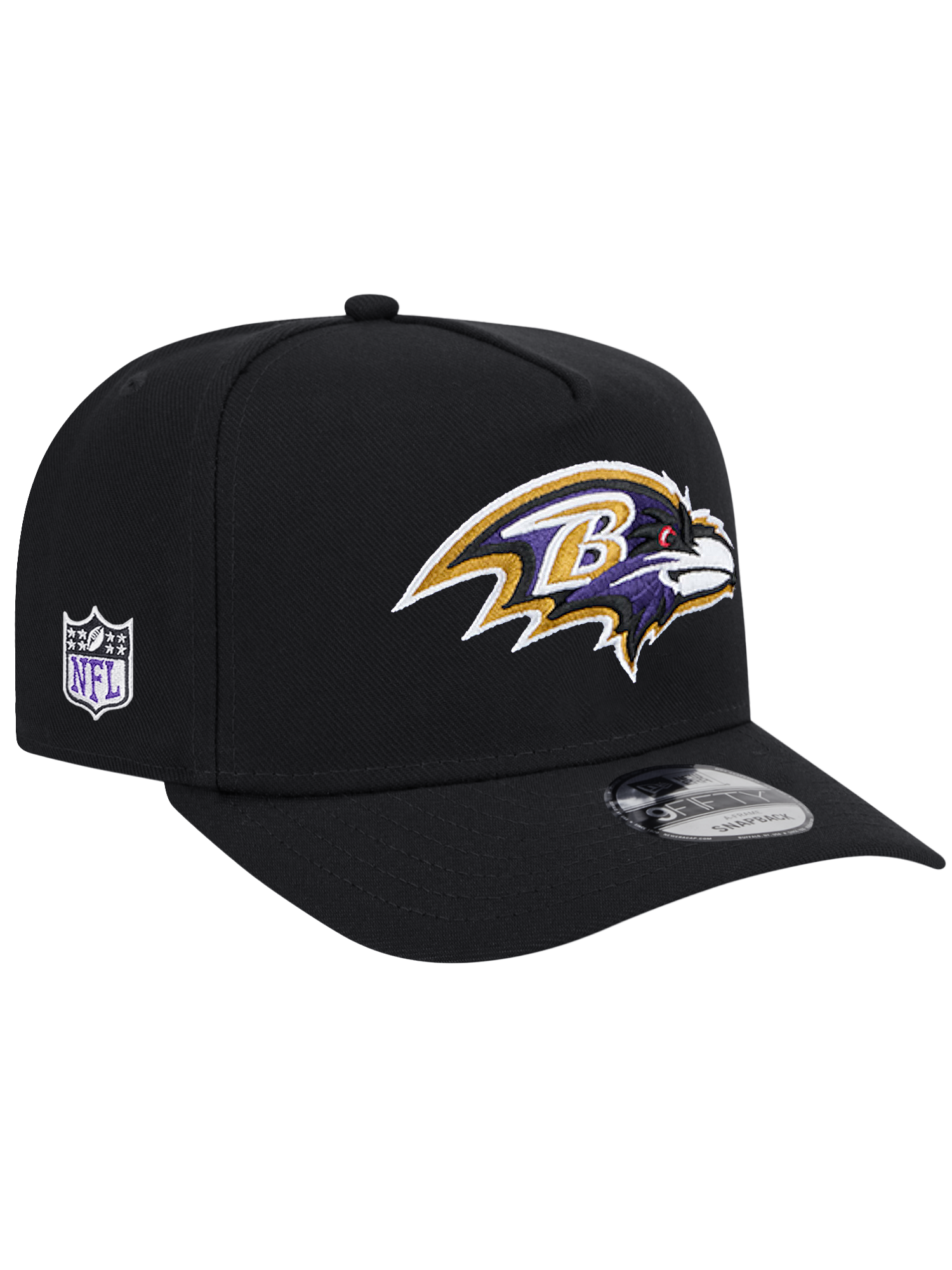 Baltimore Ravens New Era NFL Team 9FIFTY A-Frame Pre-Curved Snapback Hat - Black