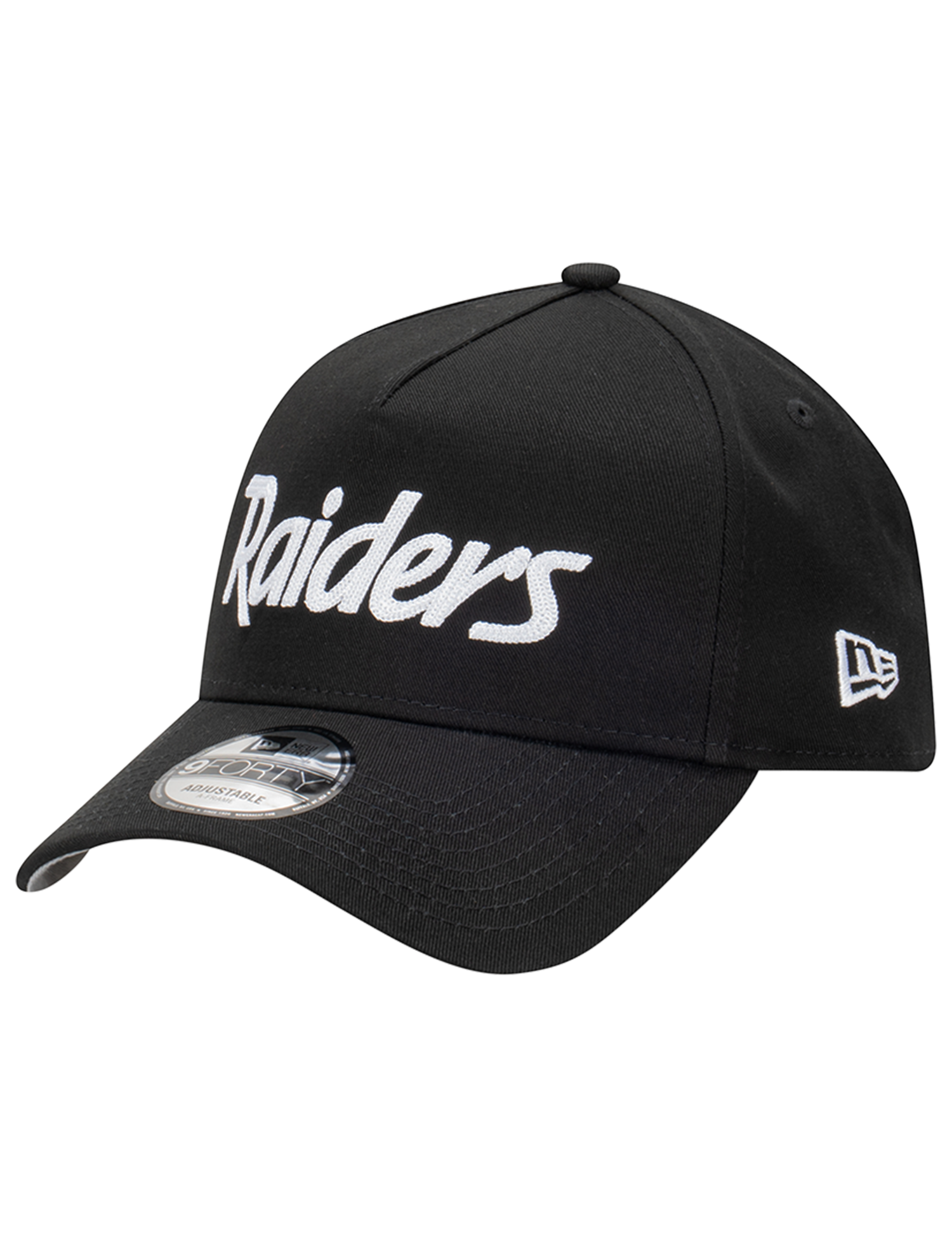 Las Vegas Raiders New Era NFL Chain Script 9FORTY A-Frame Snapback Hat - Black