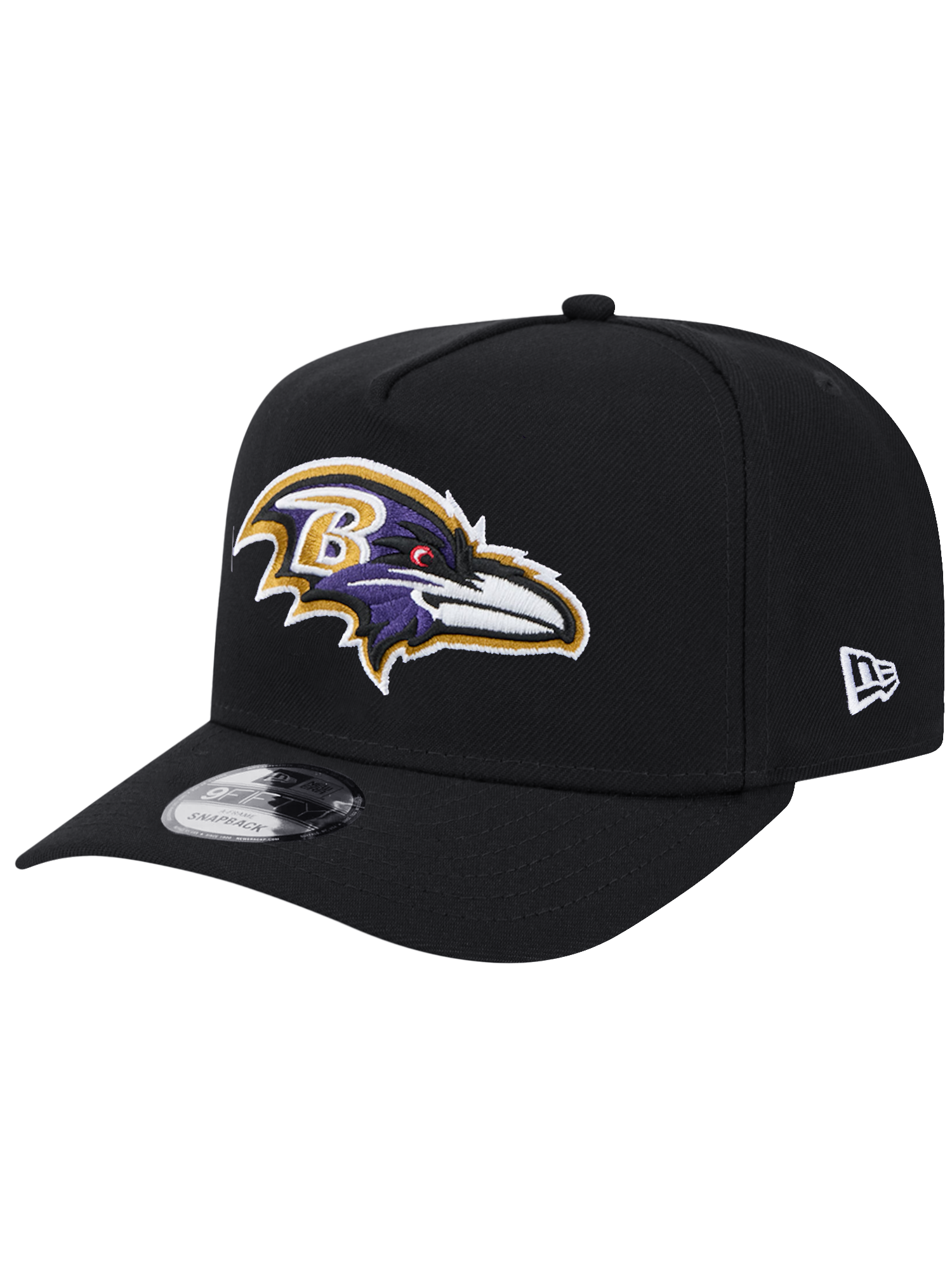 Baltimore Ravens New Era NFL Team 9FIFTY A-Frame Pre-Curved Snapback Hat - Black