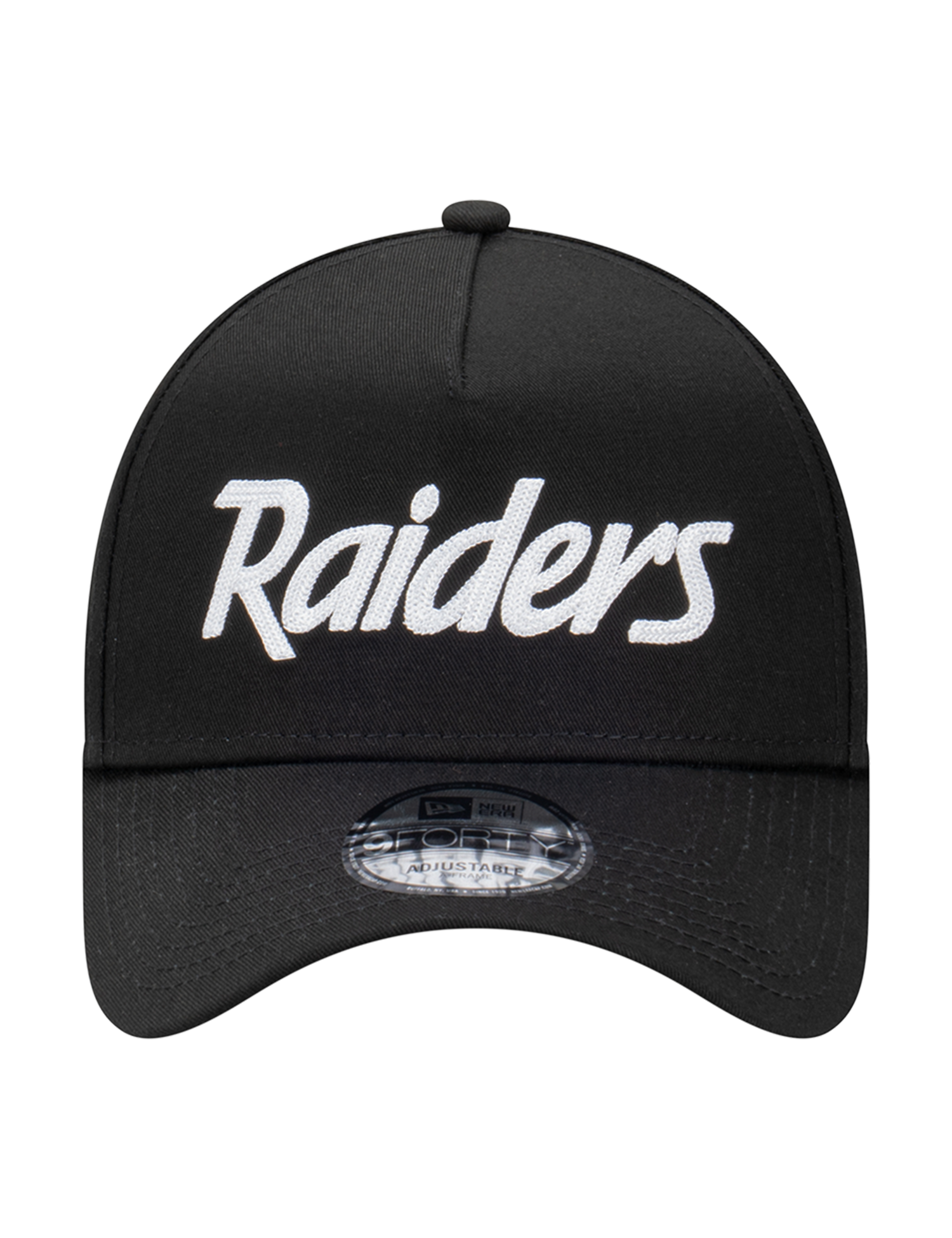 Las Vegas Raiders New Era NFL Chain Script 9FORTY A-Frame Snapback Hat - Black