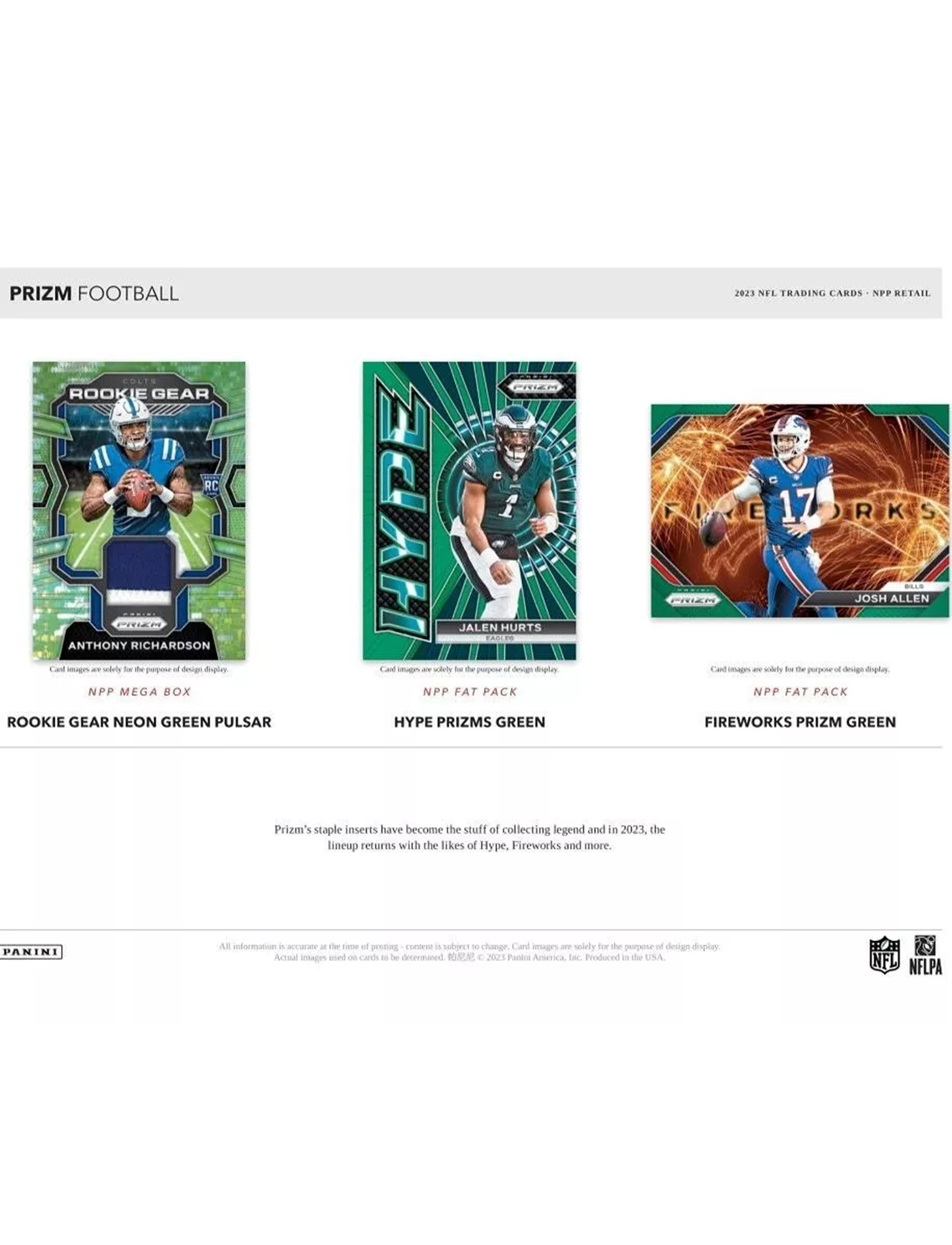 2023 Panini NFL Prizm Football Trading Card Retail Pack