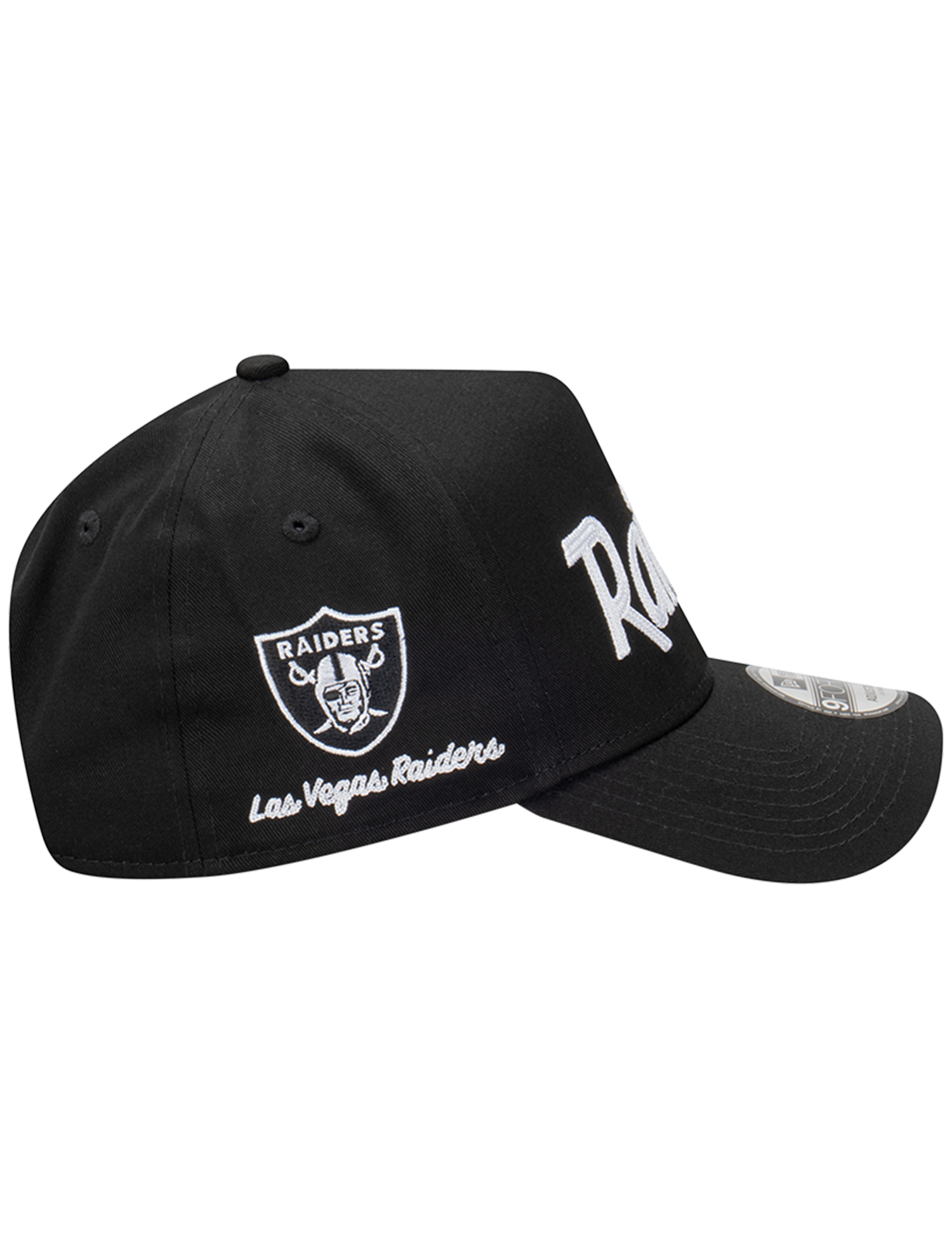 Las Vegas Raiders New Era NFL Chain Script 9FORTY A-Frame Snapback Hat - Black