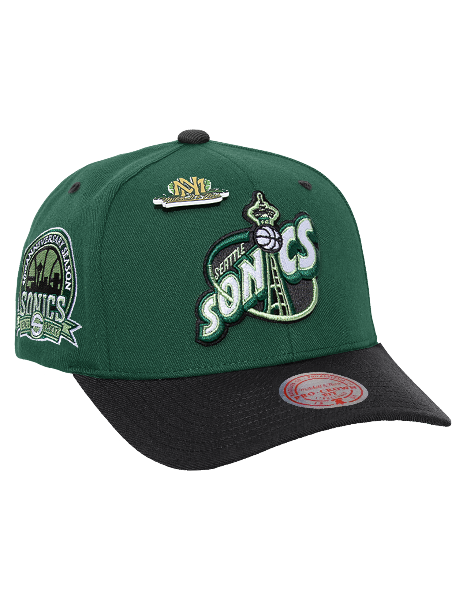 Seattle Supersonics Mitchell & Ness NBA Jungle Pro Crown Snapback Hat - Green