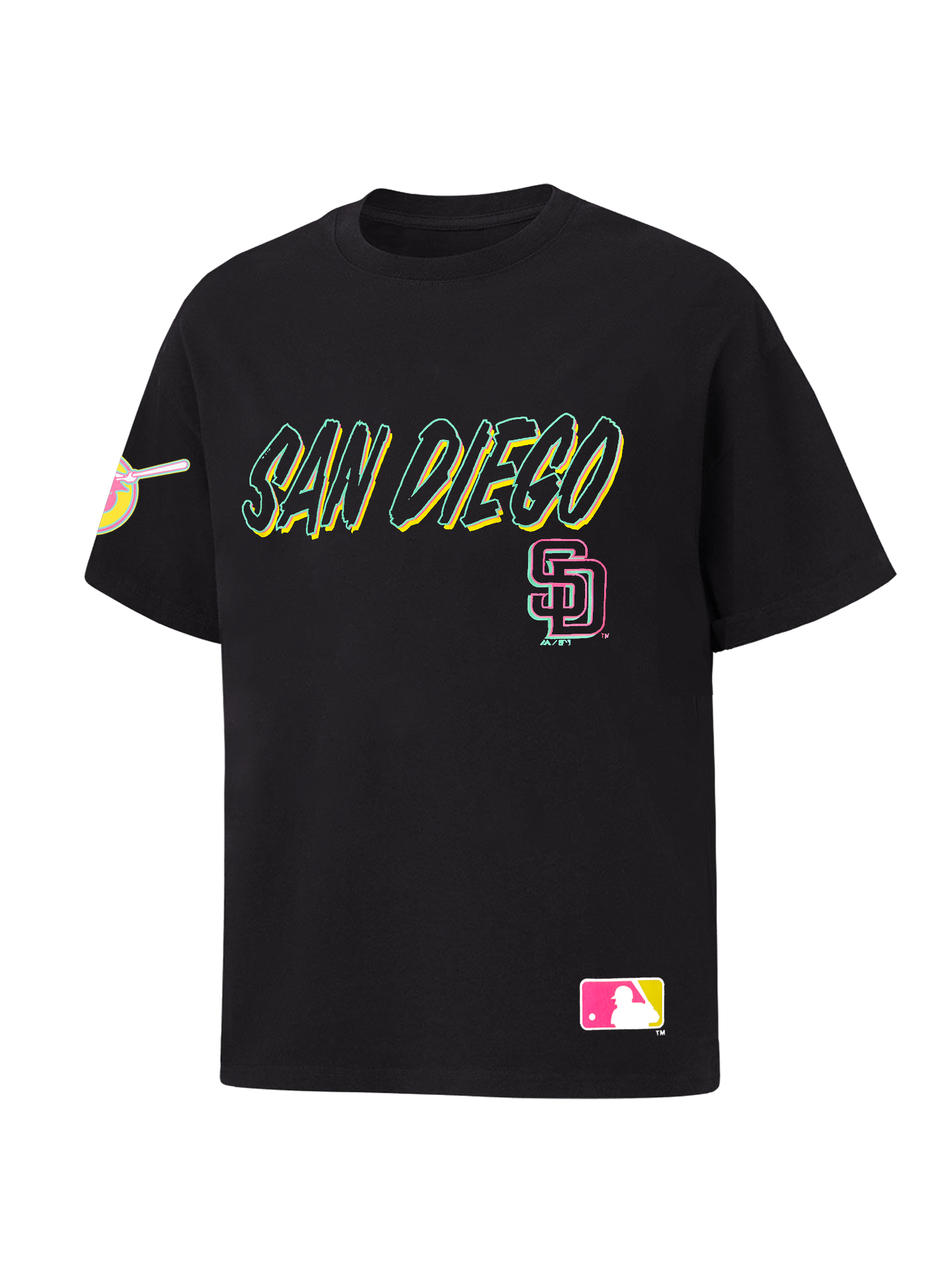 San Diego Padres Majestic MLB Shadow Connect Vintage T-Shirt - Faded Black