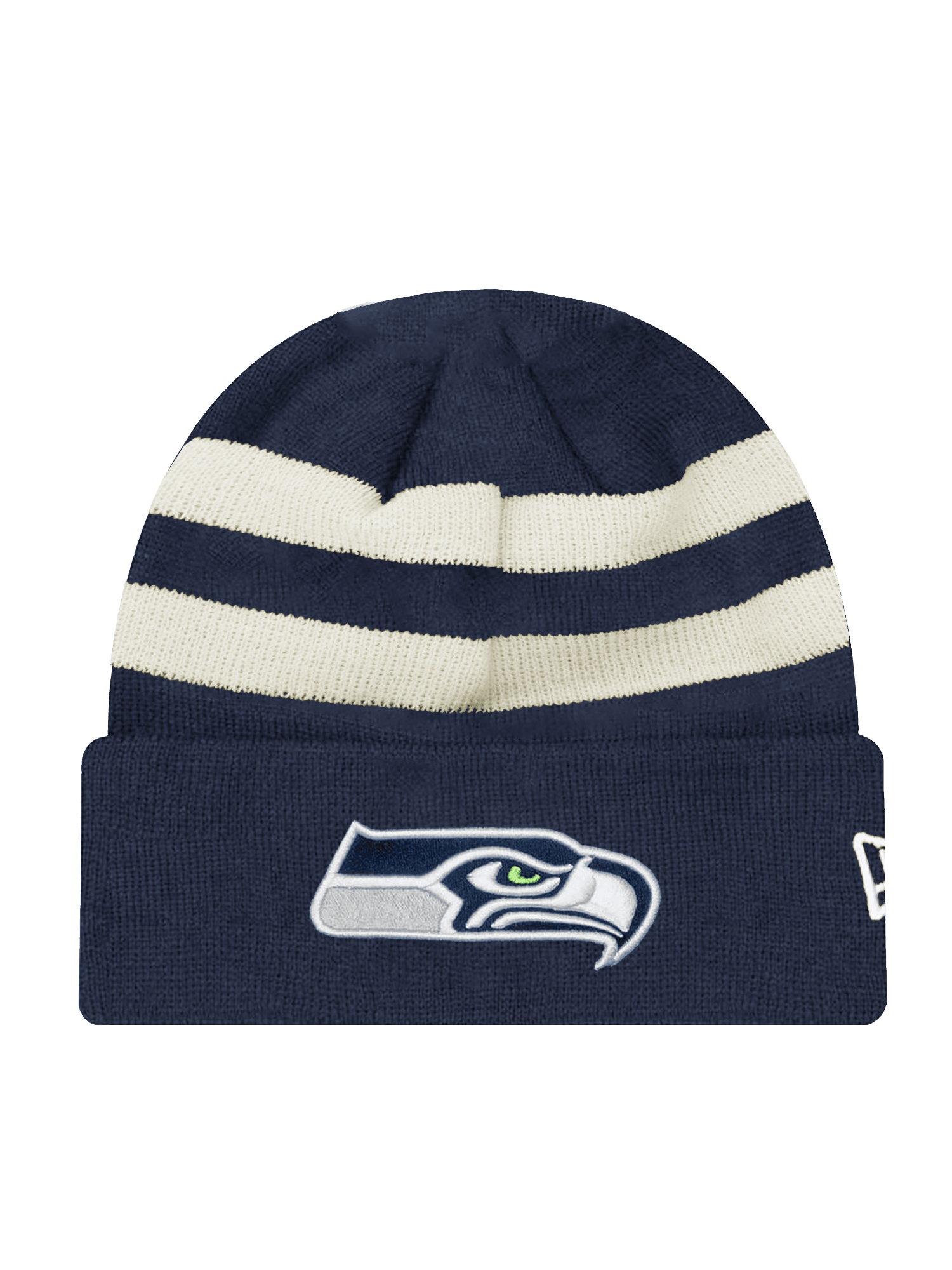 Seattle Seahawks New Era NFL Ivory Stripe Knit Beanie - Navy