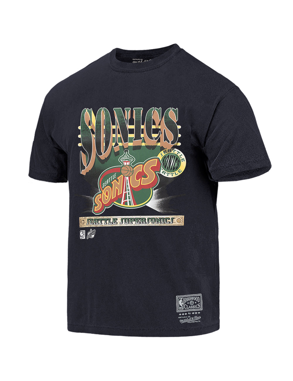 Seattle Supersonics Mitchell & Ness NBA Spotlight Vintage T-Shirt - Faded Black