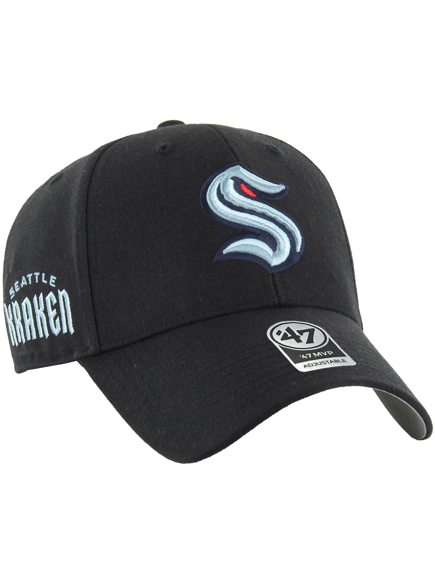 Seattle Kraken '47 NHL Wordmark Hit MVP Snapback Hat - Black