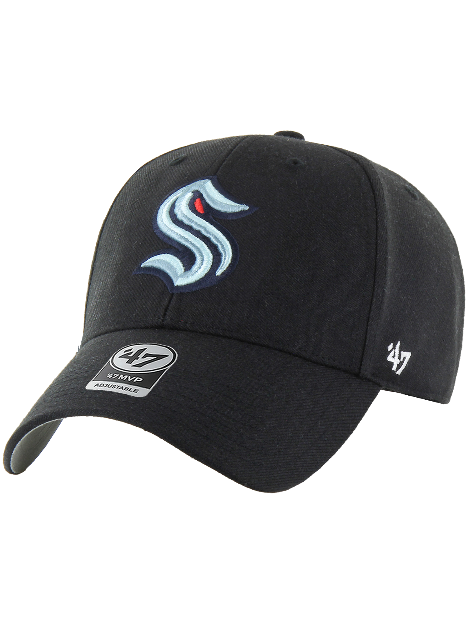 Seattle Kraken '47 NHL Wordmark Hit MVP Snapback Hat - Black