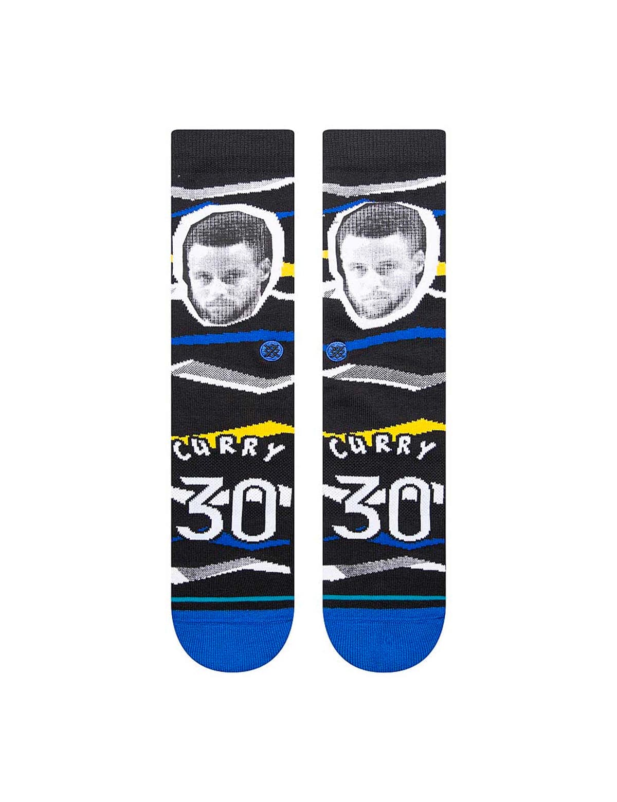 Steph Curry Golden State Warriors Stance NBA Faxed Crew Socks - Black