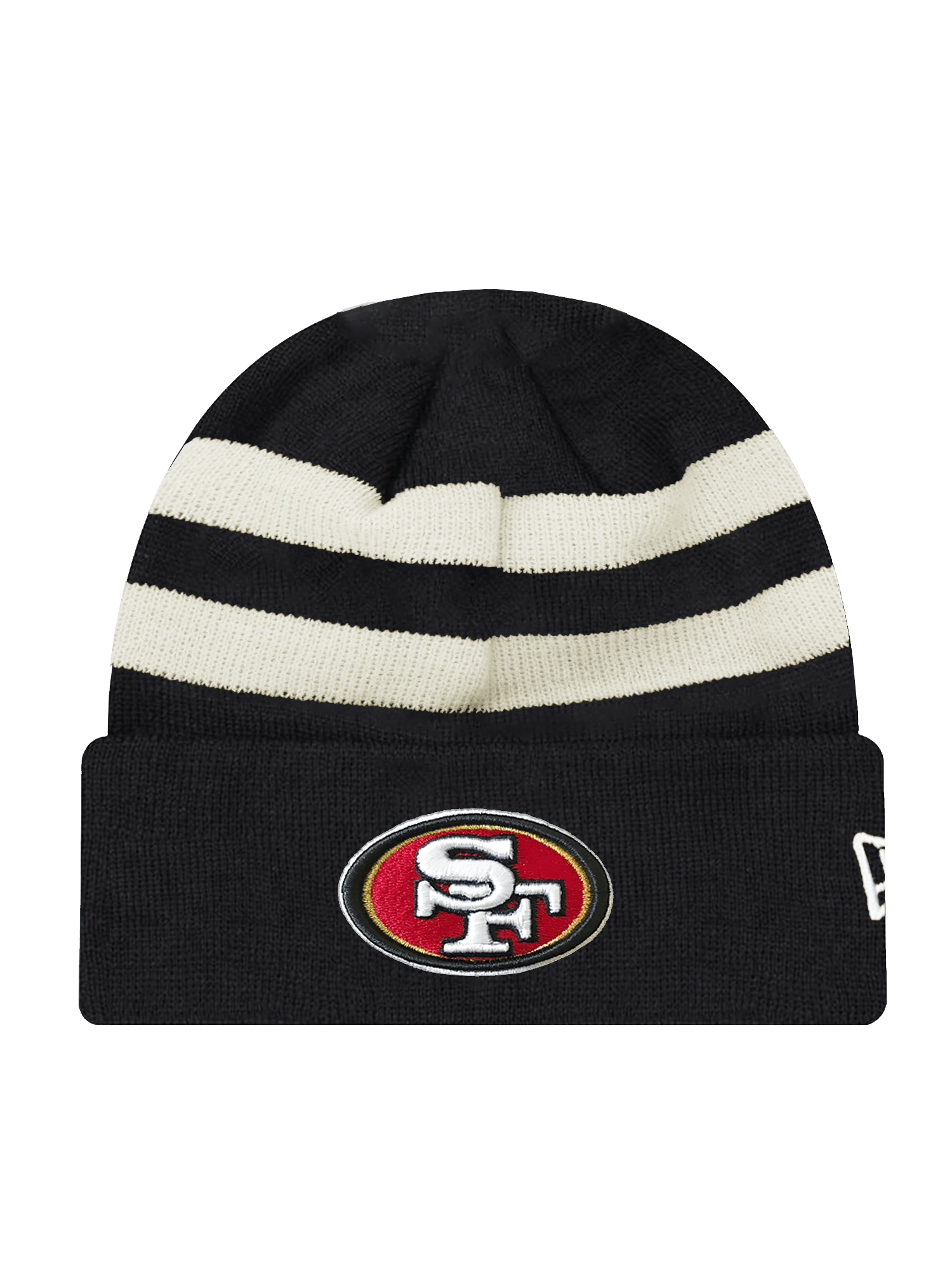 San Francisco 49ers New Era NFL Ivory Stripe Knit Beanie - Black