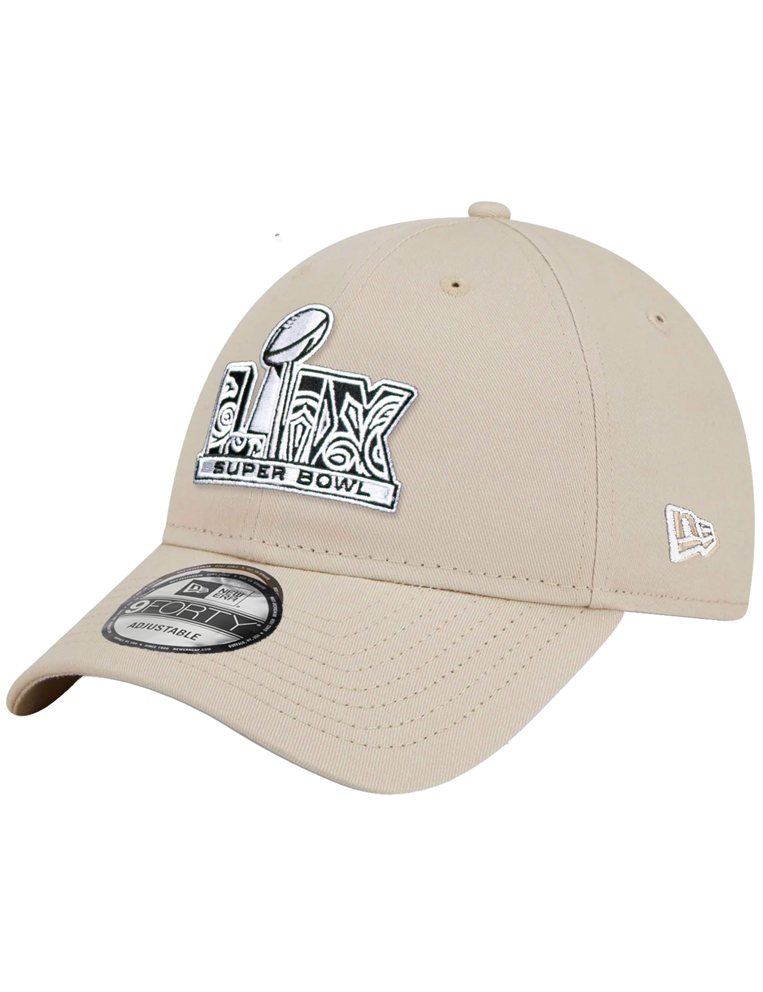 Super Bowl LIX New Era NFL BW Logo 9FORTY Snapback Hat - Stone