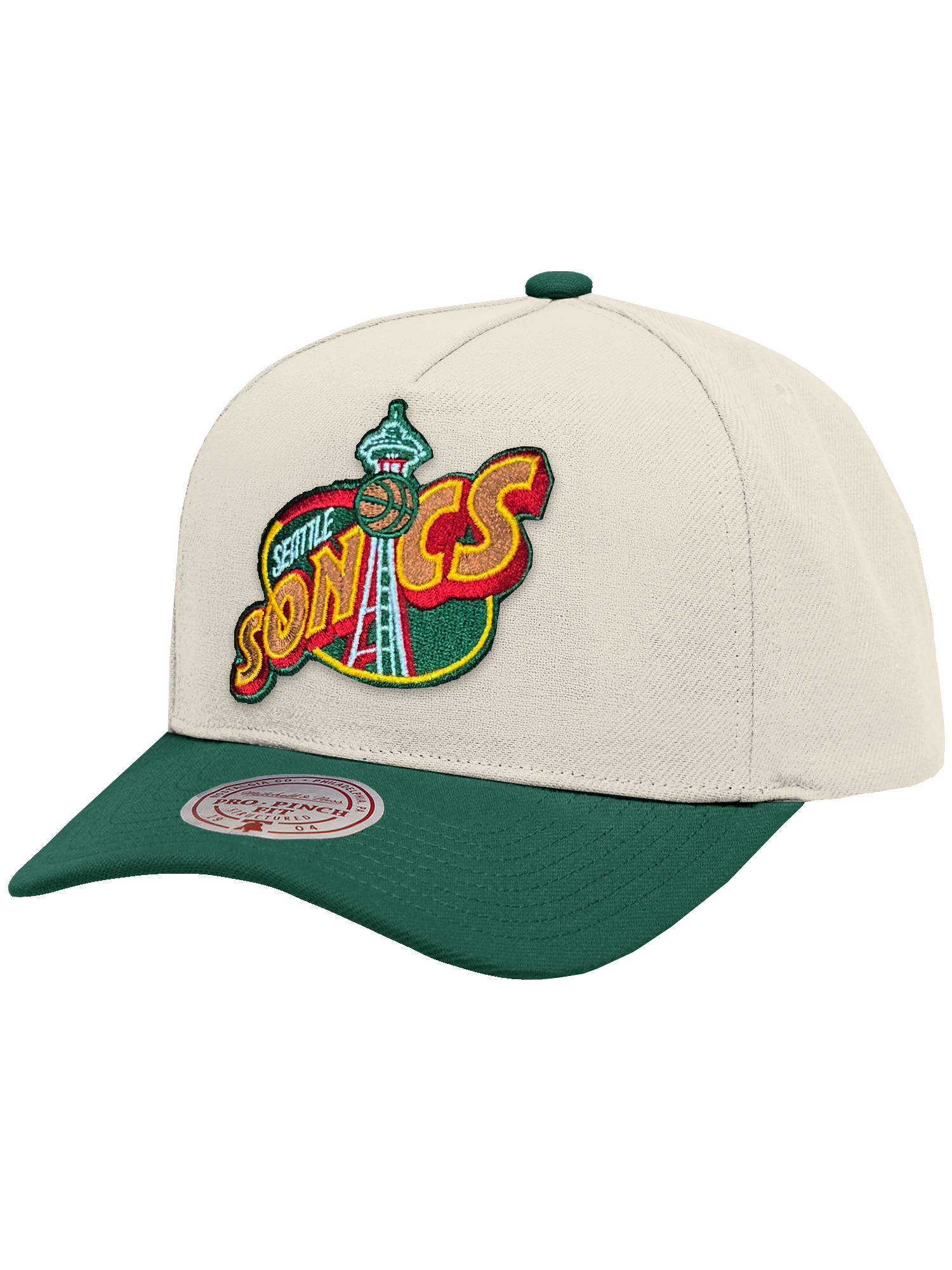 Seattle Supersonics Mitchell & Ness NBA HWC 2T Pro Pinch Snapback Hat - Cream