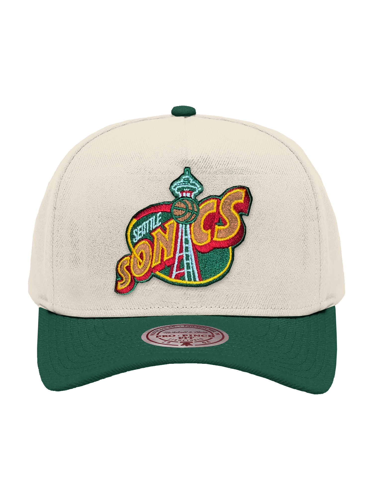 Seattle Supersonics Mitchell & Ness NBA HWC 2T Pro Pinch Snapback Hat - Cream