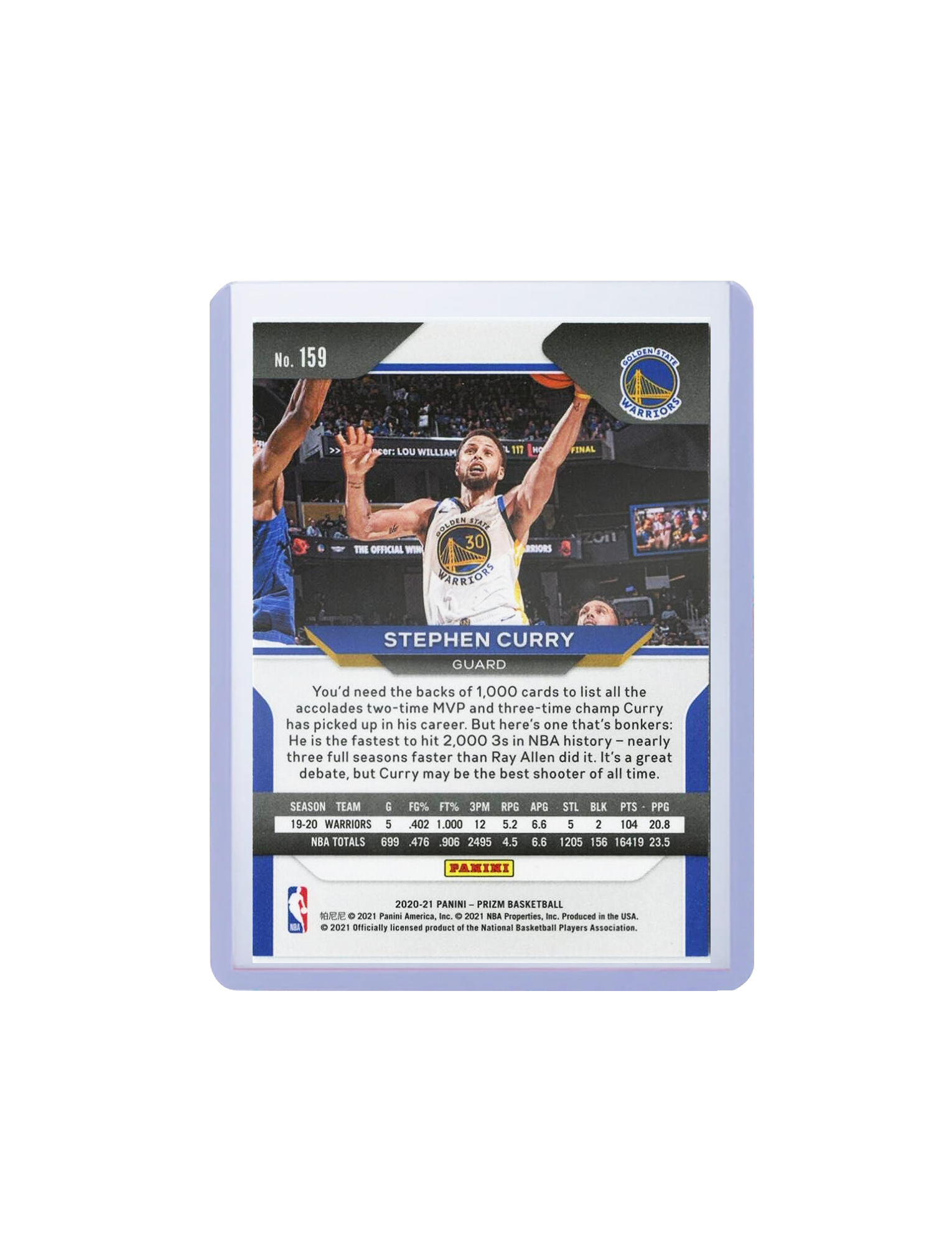 Steph Curry Golden State Warriors Panini NBA 20-21 Prizm 159 Base Card