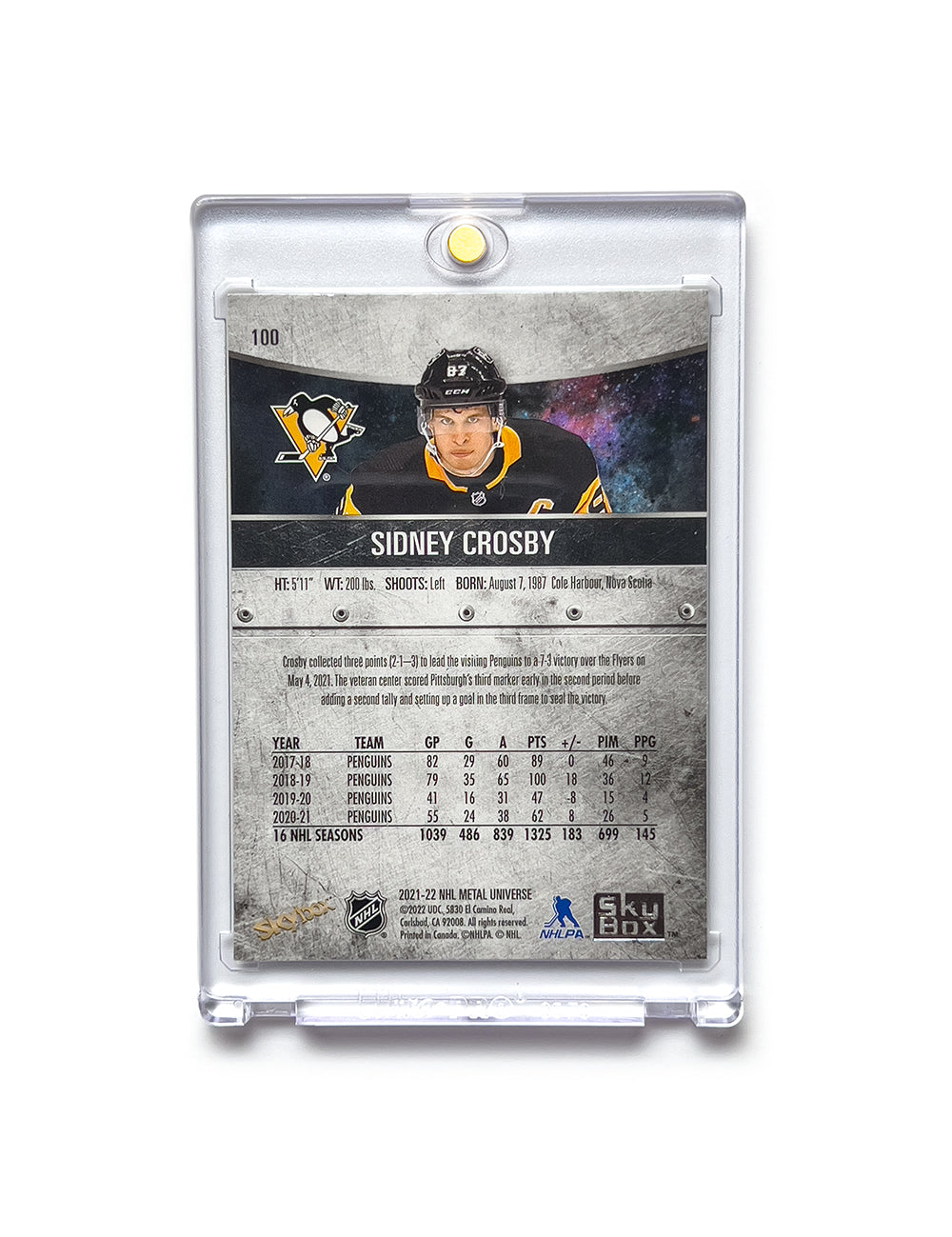 Sidney Crosby Pittsburgh Penguins NHL Skybox 21-22 Metal Universe Card