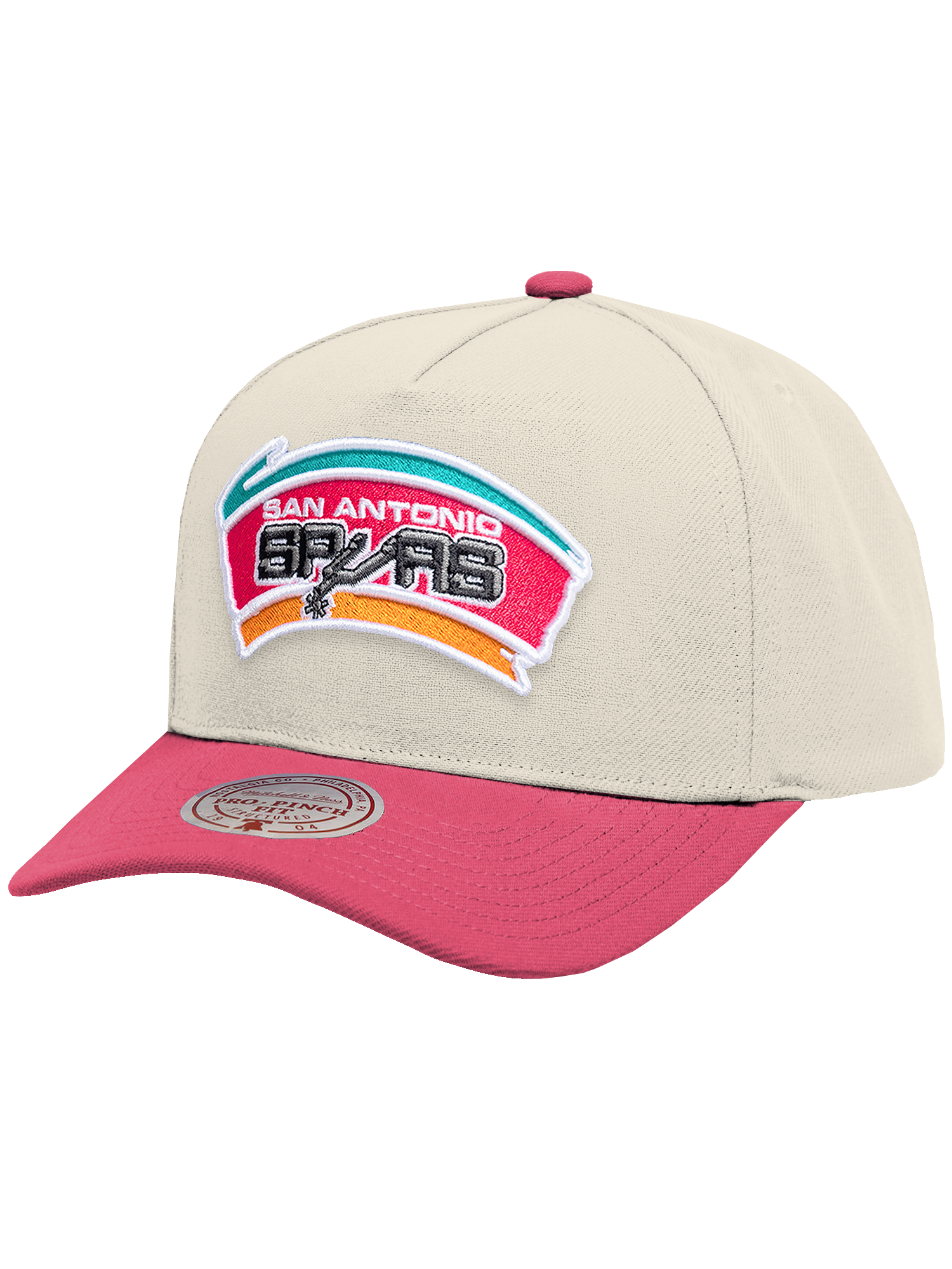 San Antonio Spurs Mitchell & Ness NBA HWC 2T Pro Pinch Snapback Hat - Cream