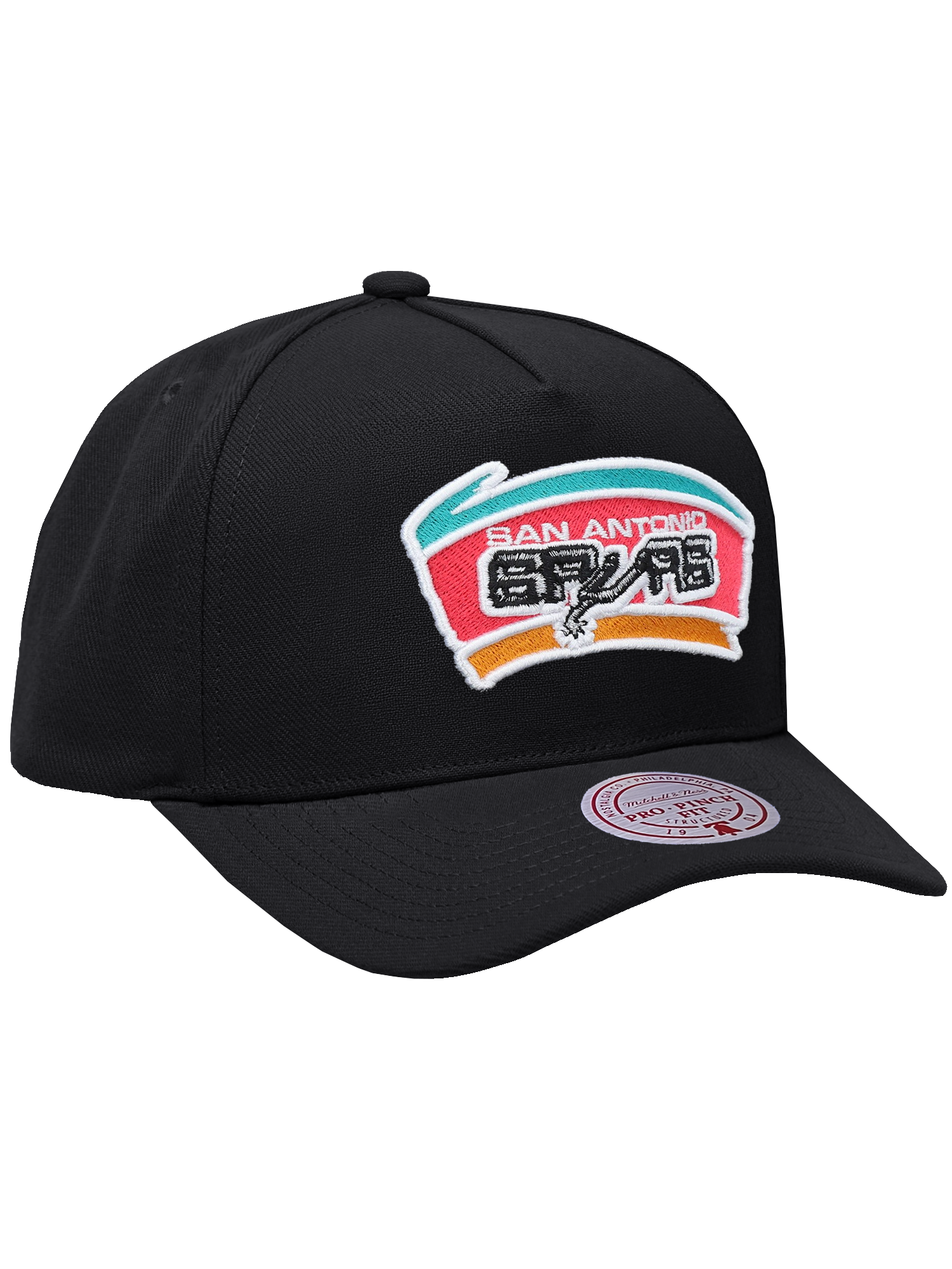 San Antonio Spurs Mitchell & Ness NBA HWC Pro Pinch Snapback Hat - Black