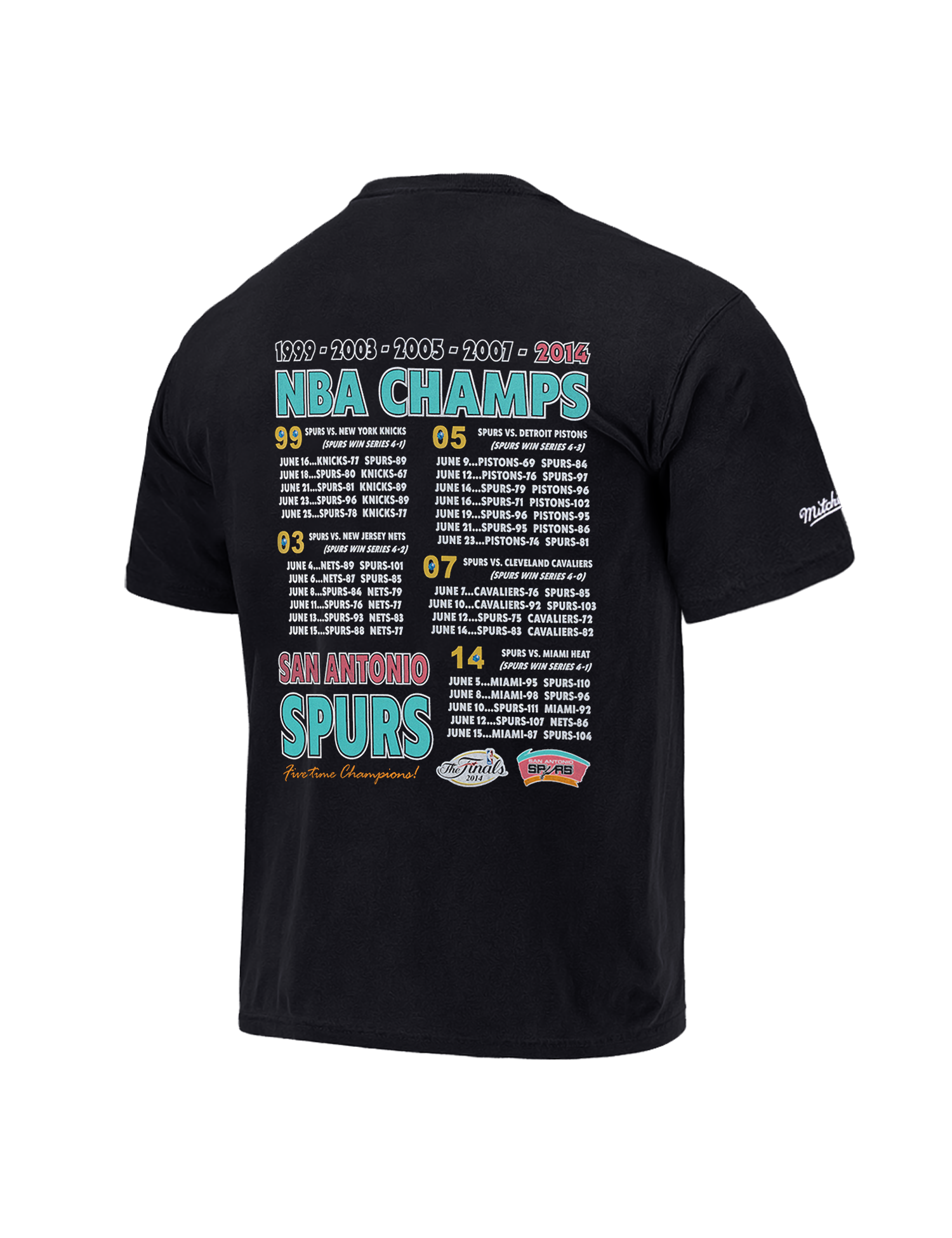 San Antonio Spurs Mitchell & Ness NBA 14 Champs Tour Vintage T-Shirt - Vintage Black