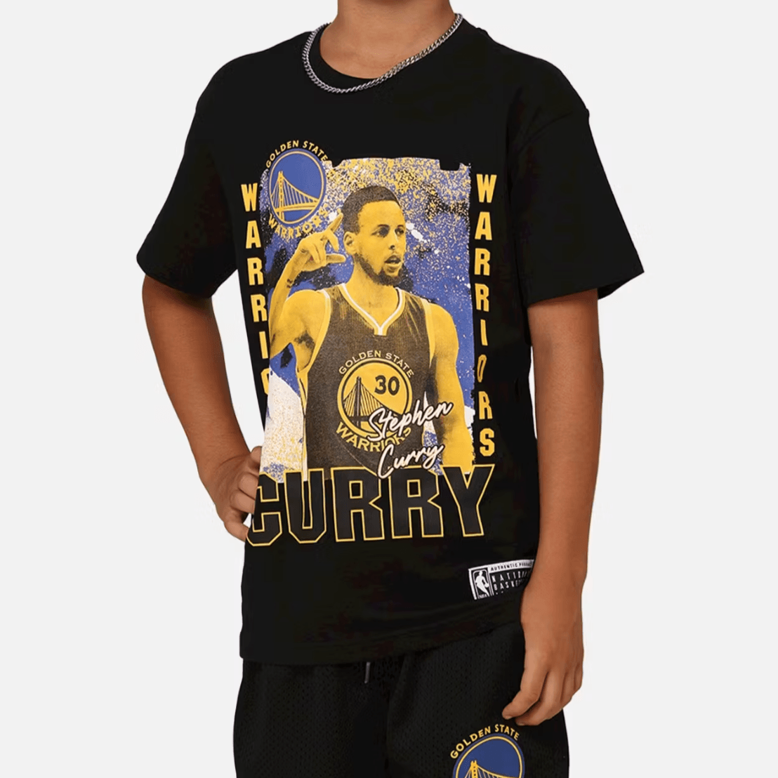 Youths Steph Curry Golden State Warriors NBA Essentials Vintage T-Shirt - Black