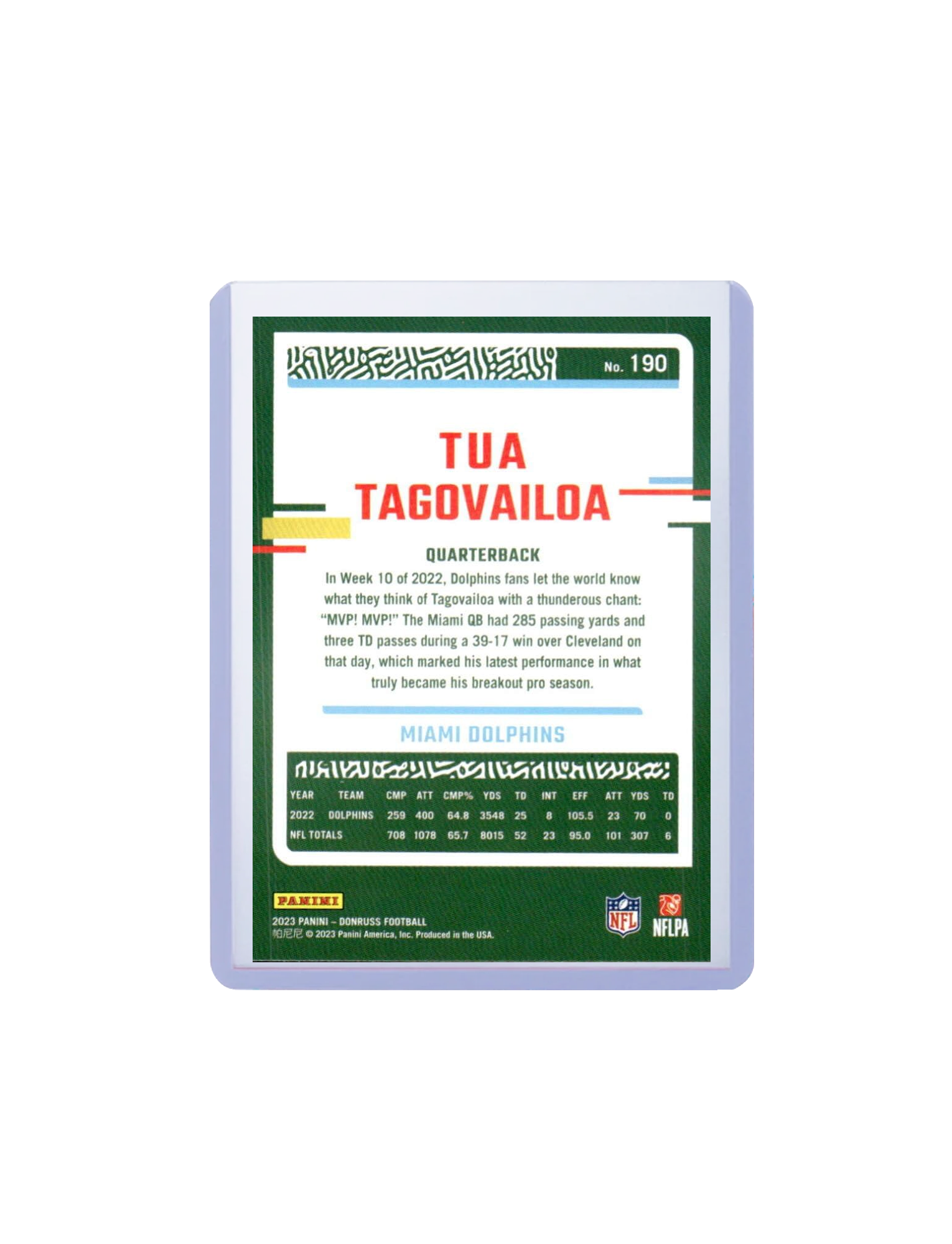 Tua Tagovailoa Miami Dolphins Panini NFL 23-24 Donruss Card