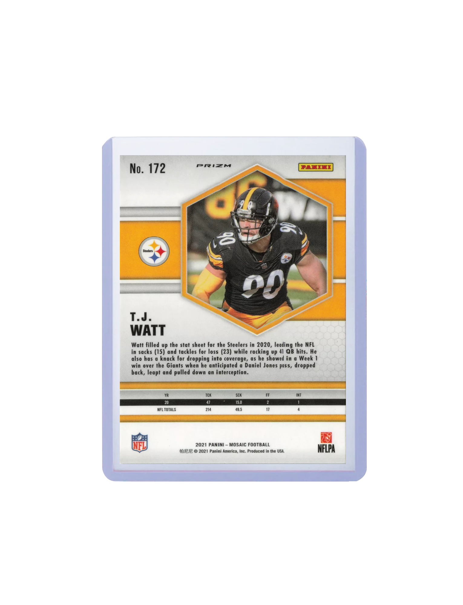 TJ Watt Pittsburgh Steelers Panini NFL Mosaic 21 Pink Camo Card