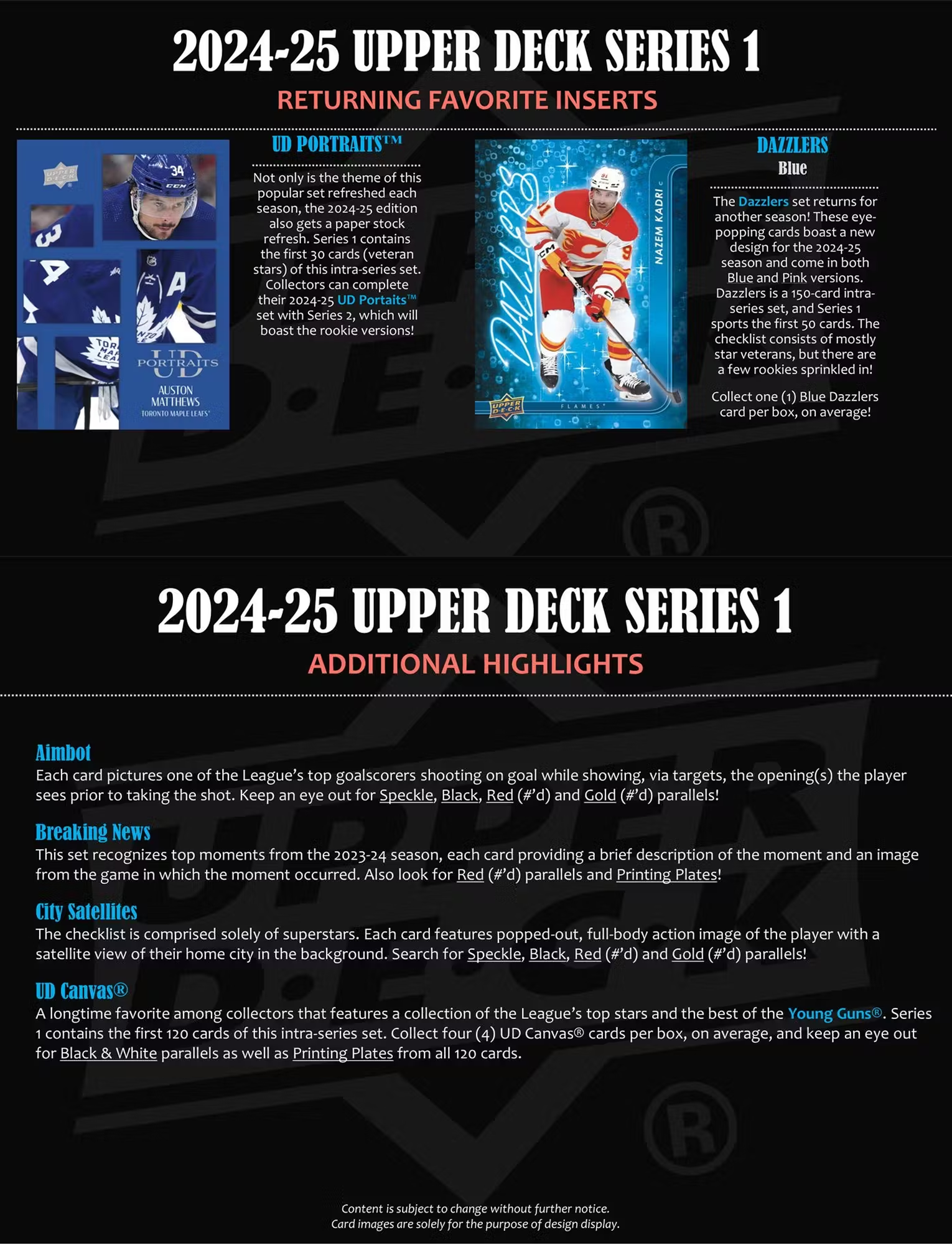 2024-25 Upper Deck NHL Series 1 Hockey Trading Card Tin