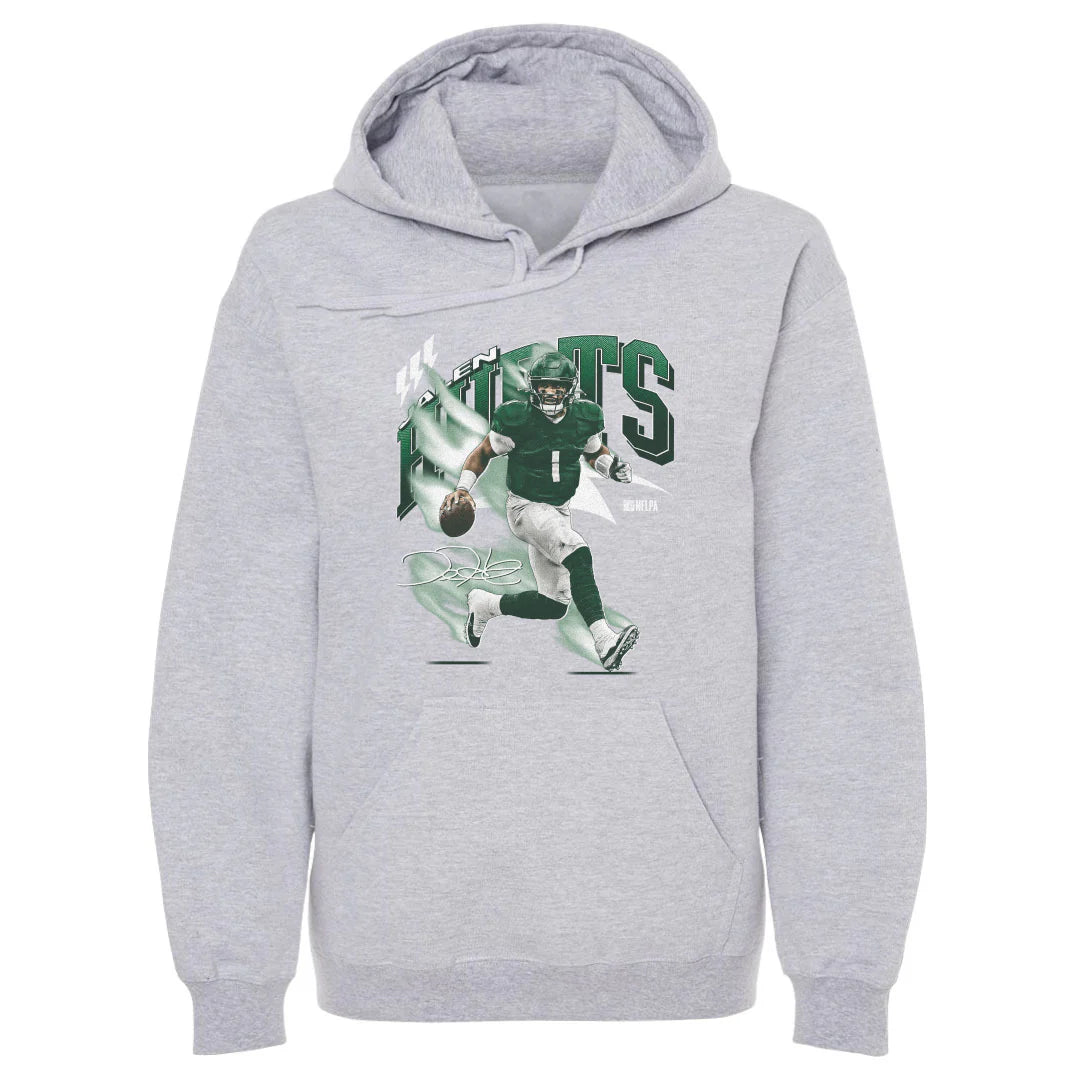 Jalen Hurts Philadelphia Eagles 500 Level NFL Retro Wave Hoodie Jumper - Grey Marle