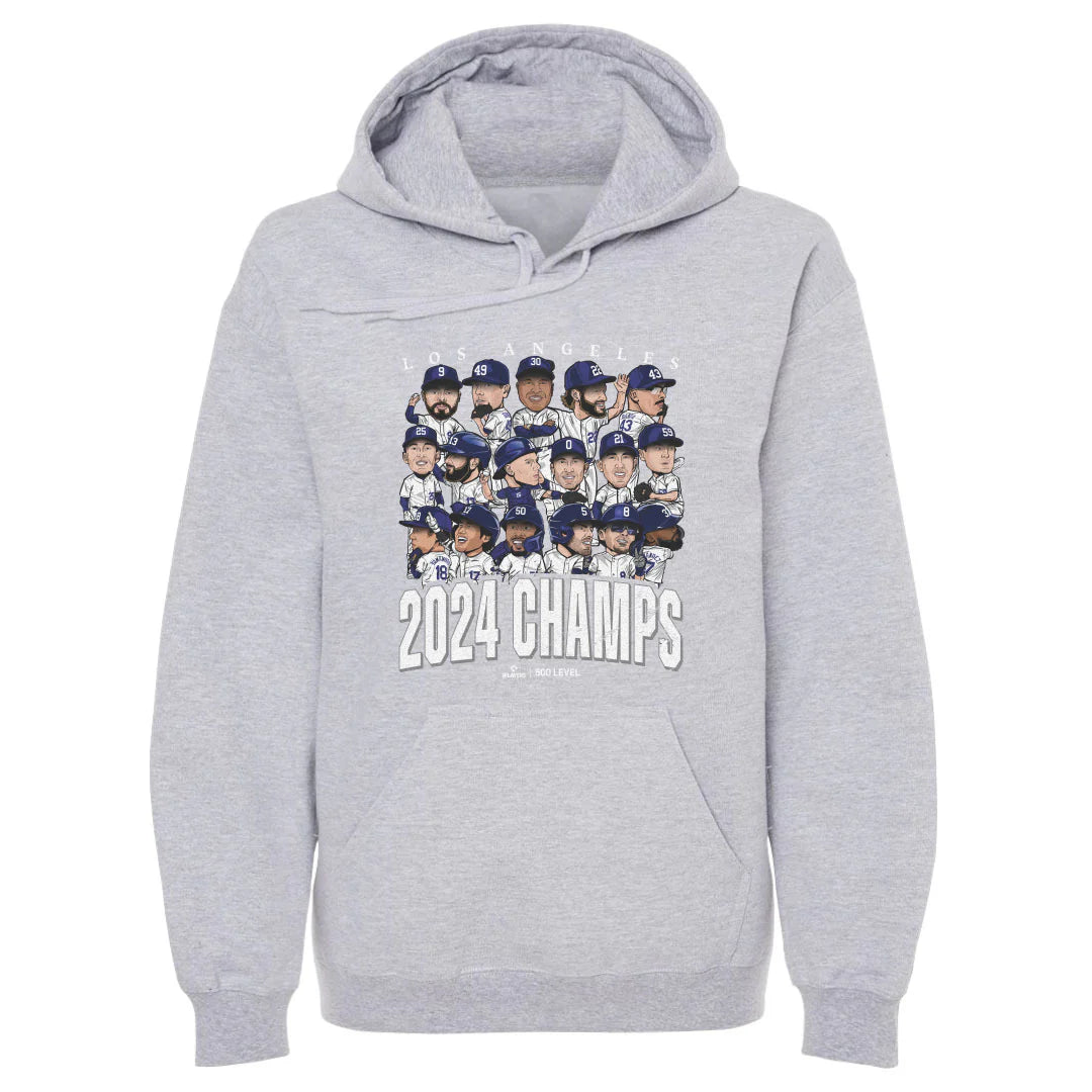 Los Angeles Dodgers 500 Level MLB 24 Champions Group Hoodie Jumper - Grey