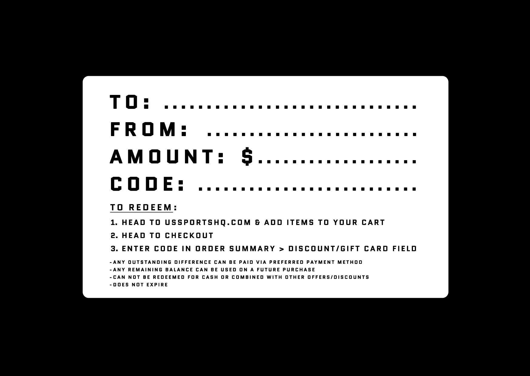 Physical Gift Card Voucher w/Shipping