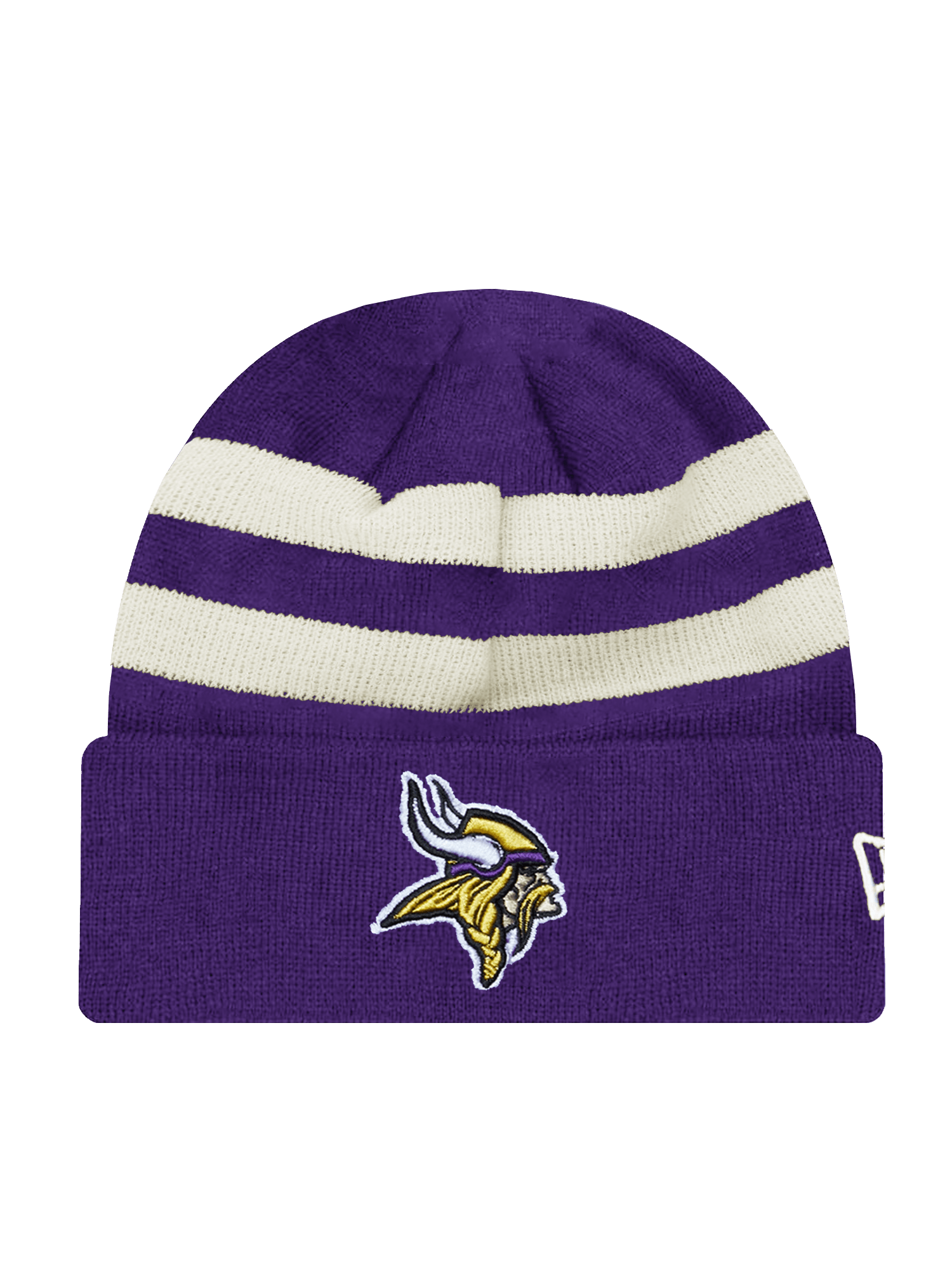 Minnesota Vikings New Era NFL Ivory Stripe Knit Beanie - Purple