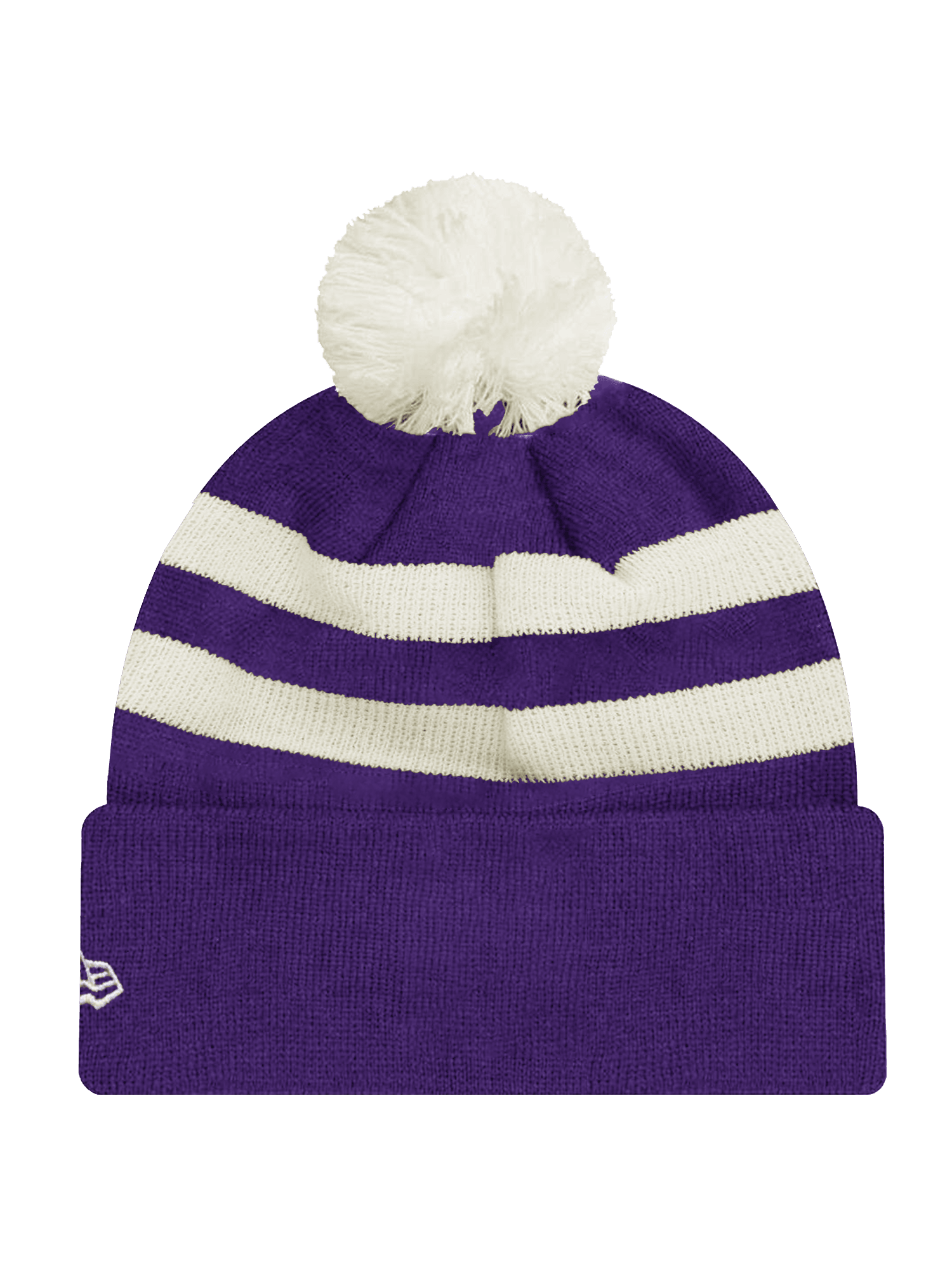 Minnesota Vikings New Era NFL Ivory Stripe Pom Knit Beanie - Purple