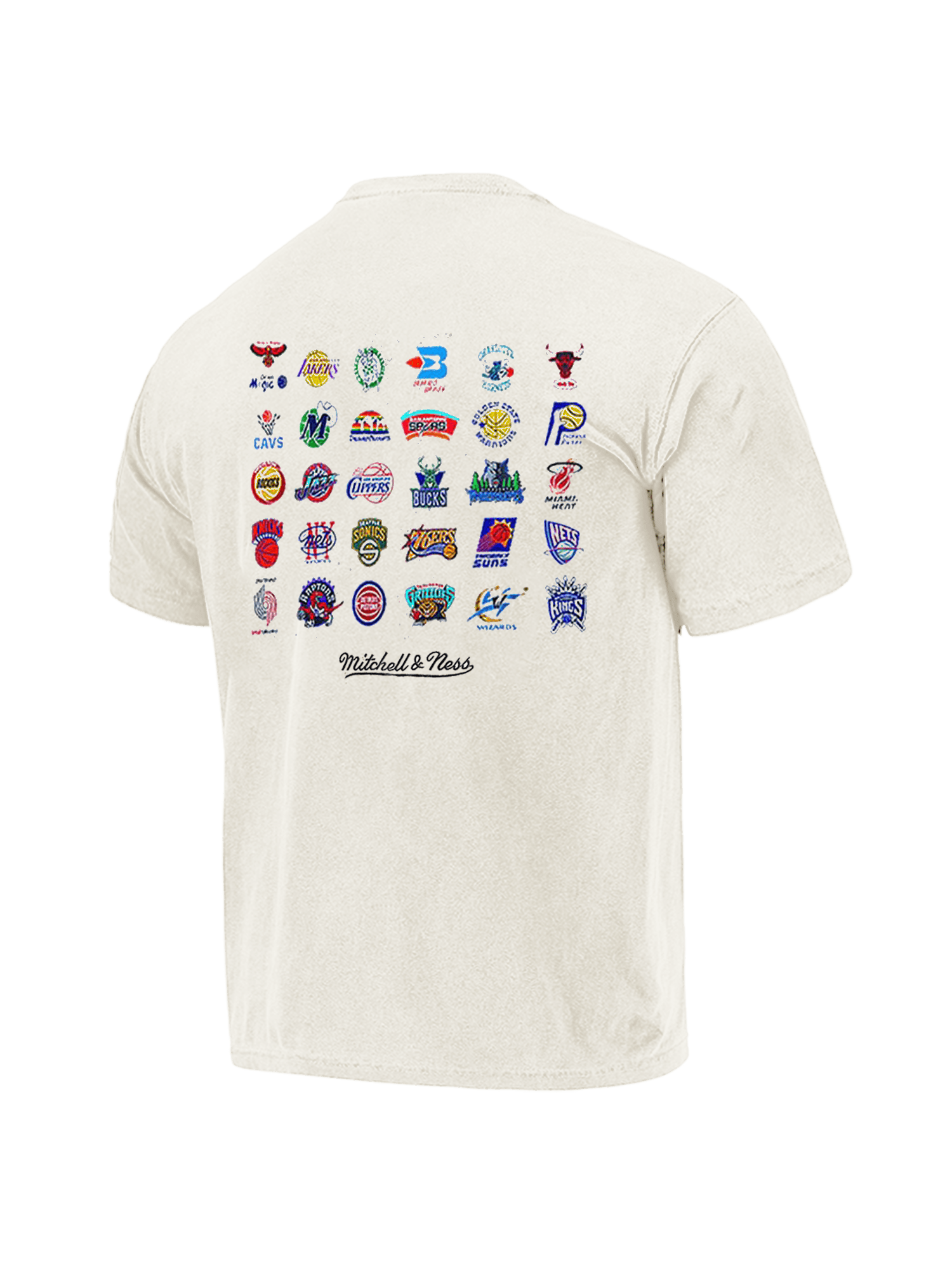 NBA HWC Mitchell & Ness Multi Logo Vintage T-Shirt - Off White