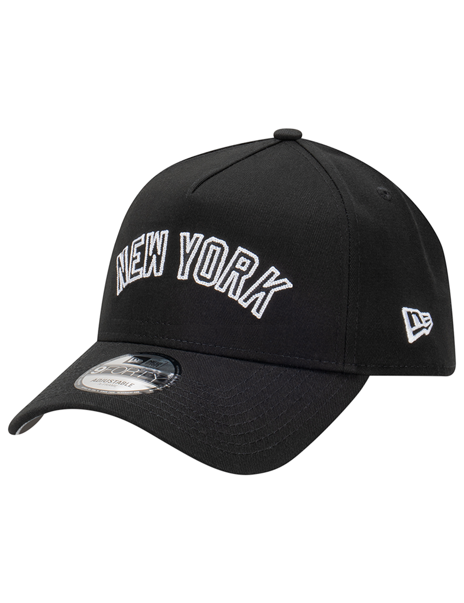 New York Yankees New Era MLB Chain Script 9FORTY A-Frame Snapback Hat - Black