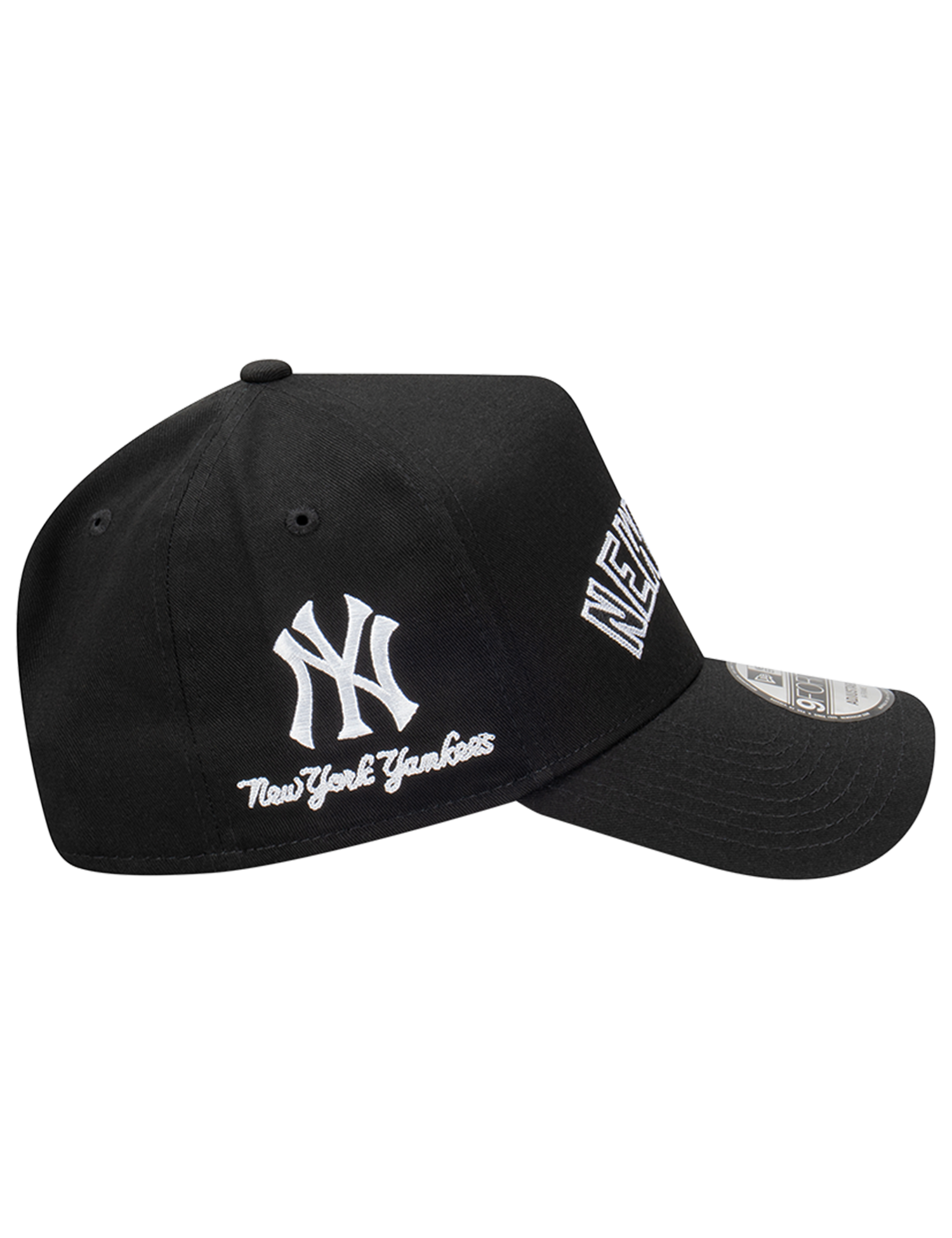 New York Yankees New Era MLB Chain Script 9FORTY A-Frame Snapback Hat - Black