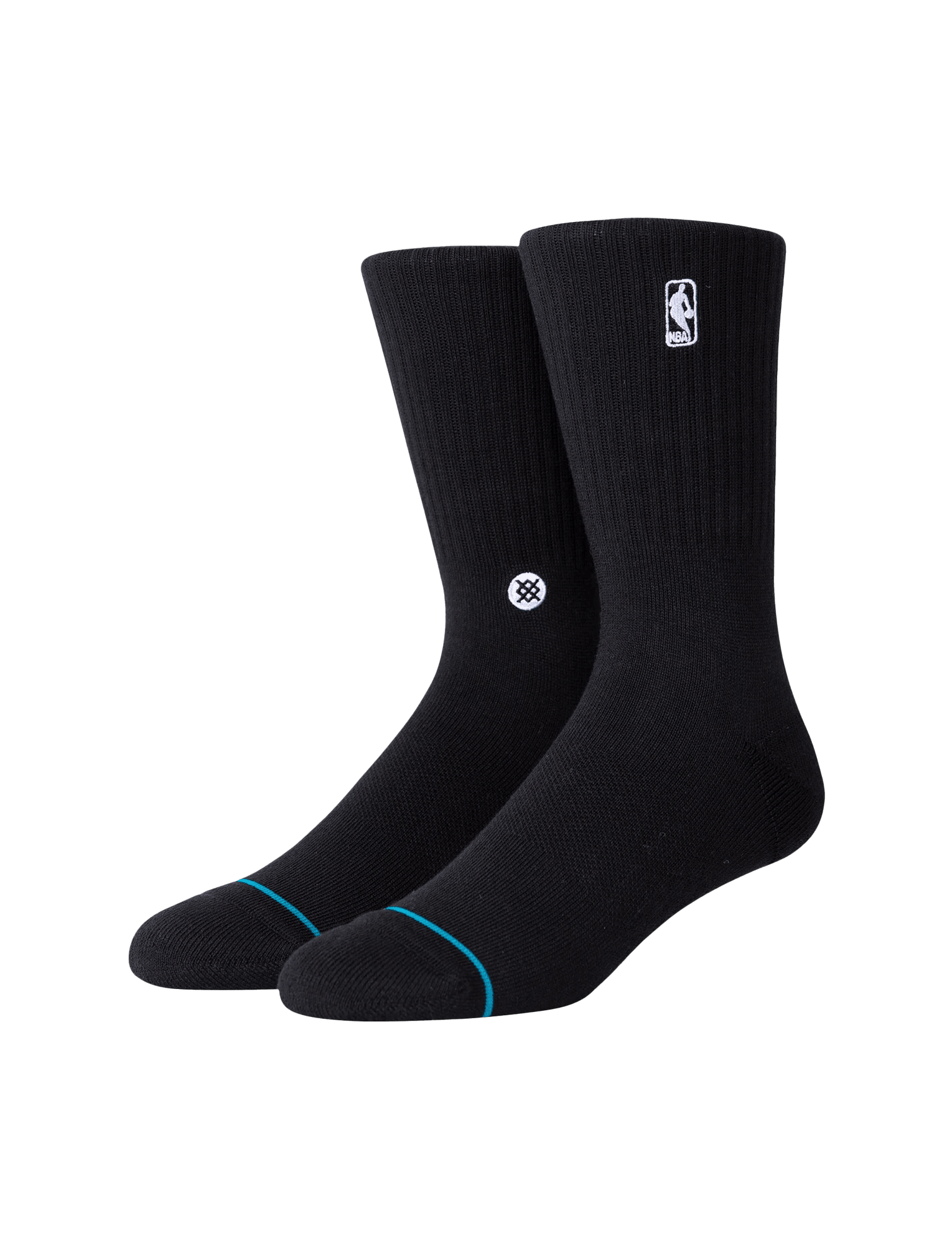 Youths NBA Logoman Stance Black & White Crew Socks - Black