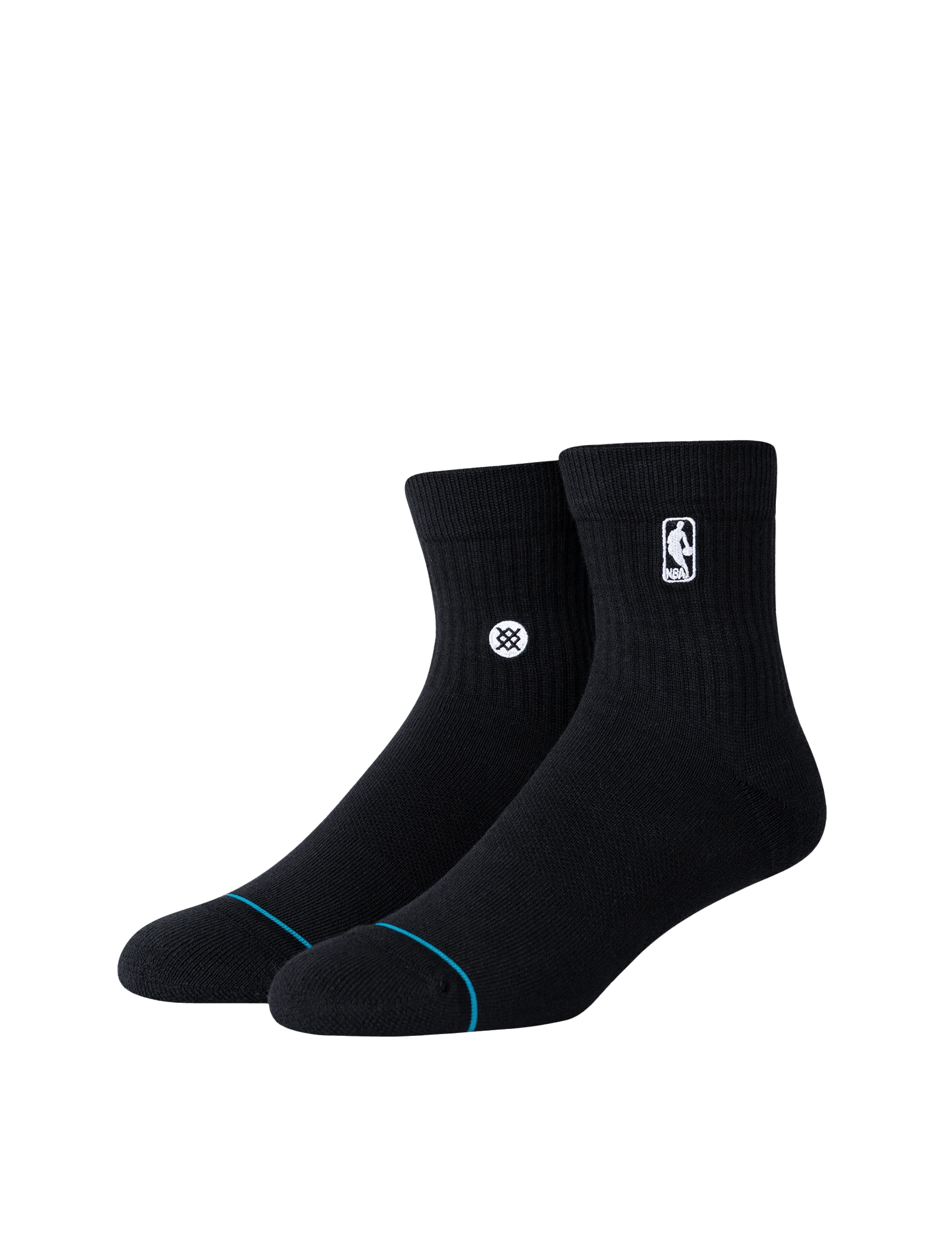 Youths NBA Logoman Stance Black & White Quarter Socks - Black