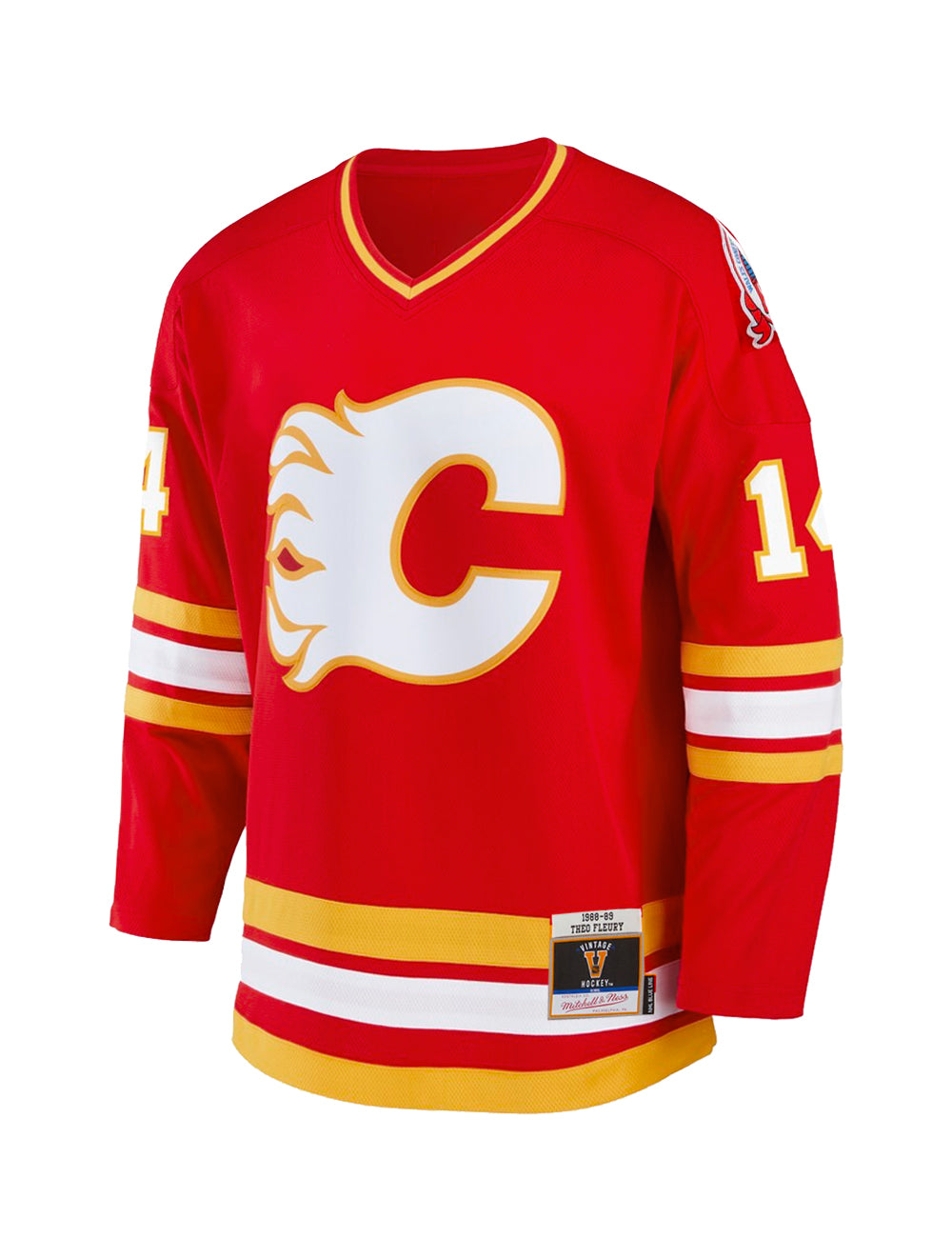 Theo Fleury Calgary Flames Mitchell & Ness NHL 88-89 Blue Line Jersey  - Red